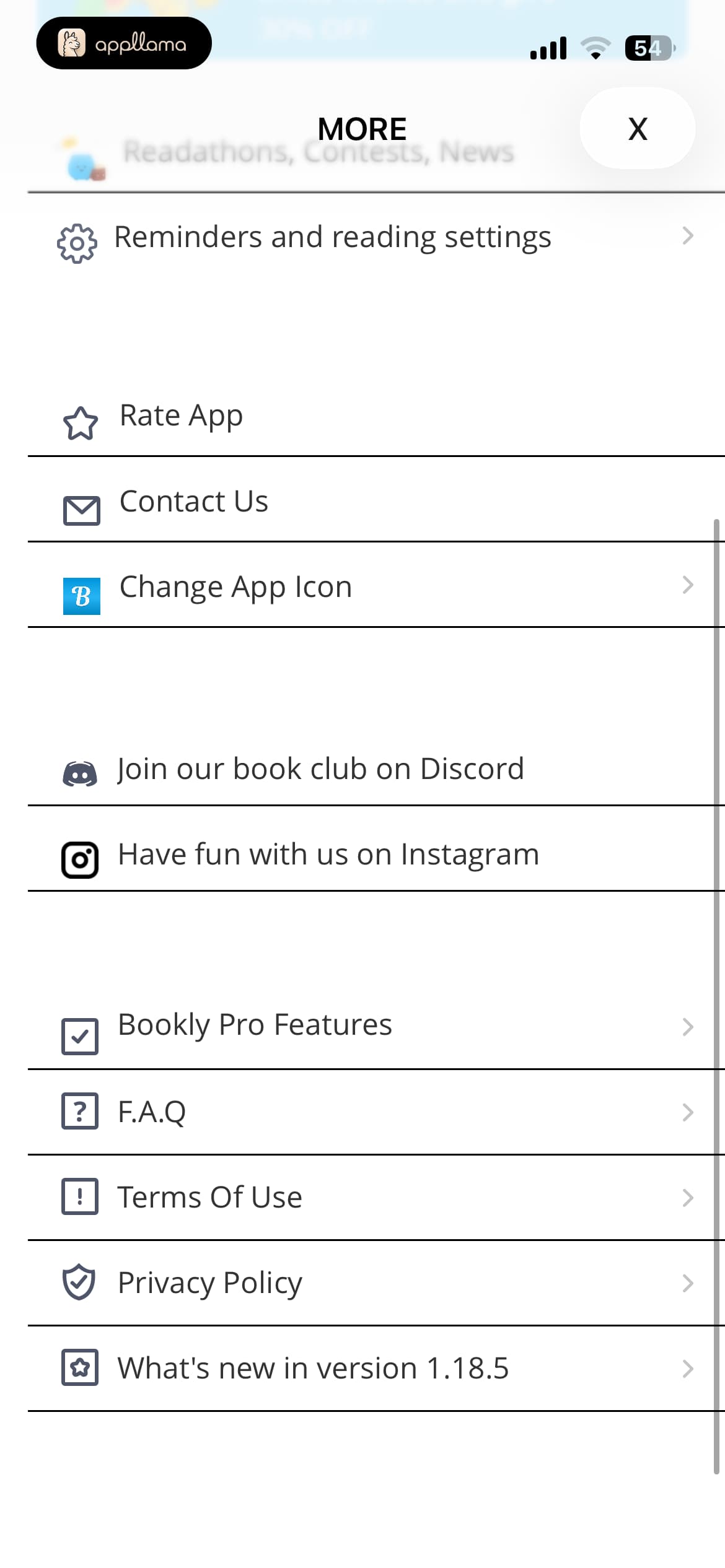 More Settings List