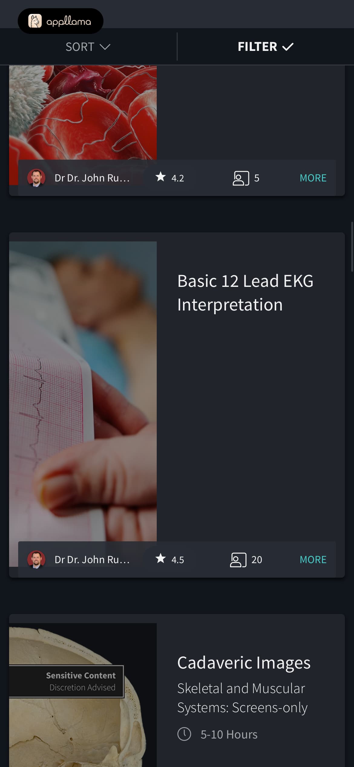 Filtered Course List