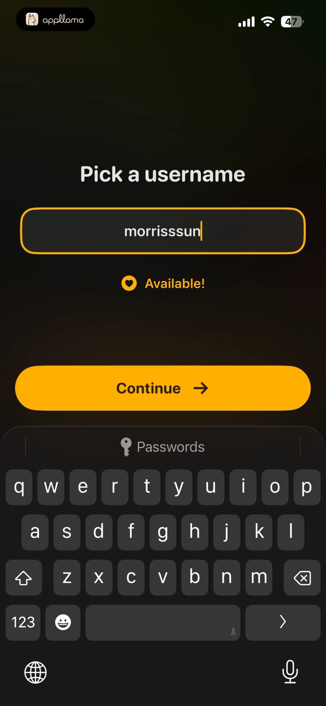 Username Entry