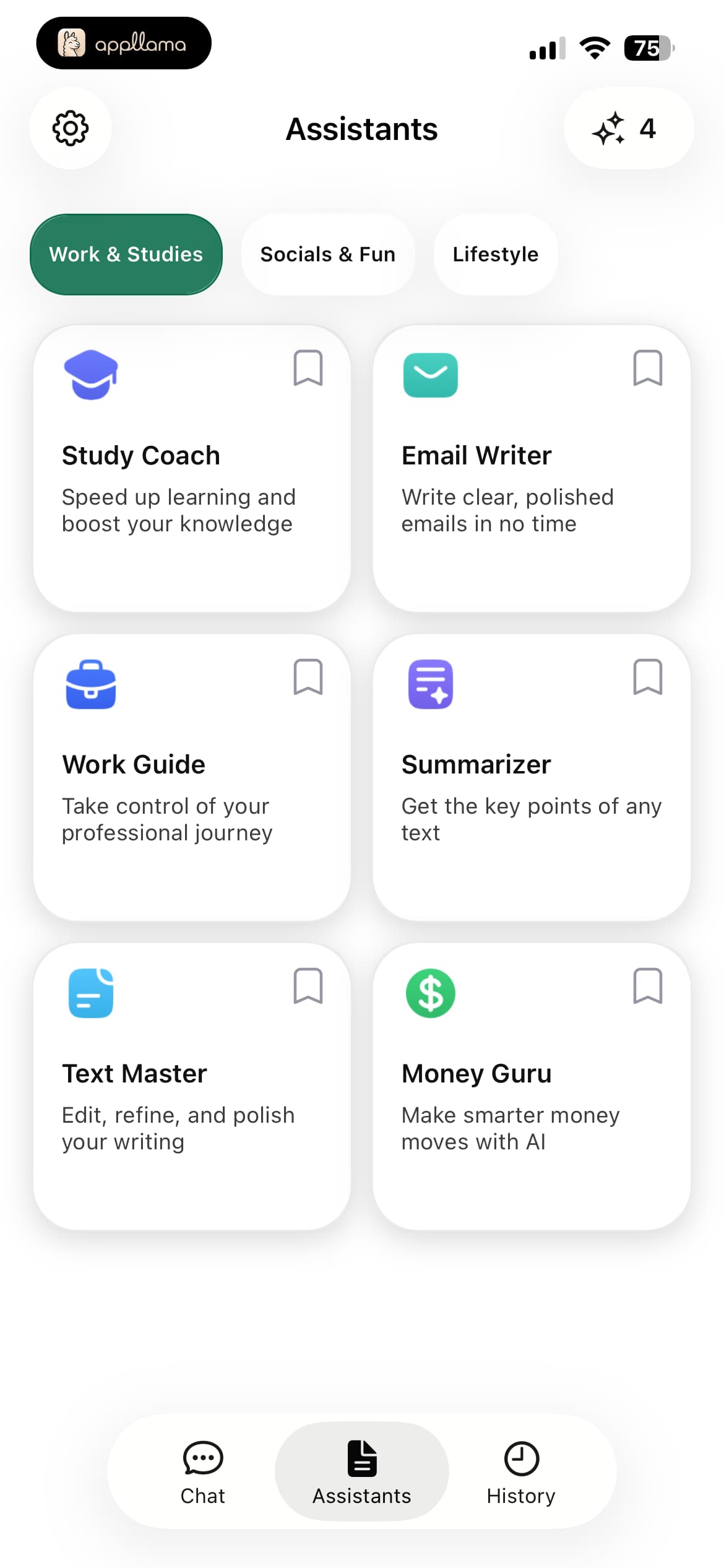 Assistants Work Tab