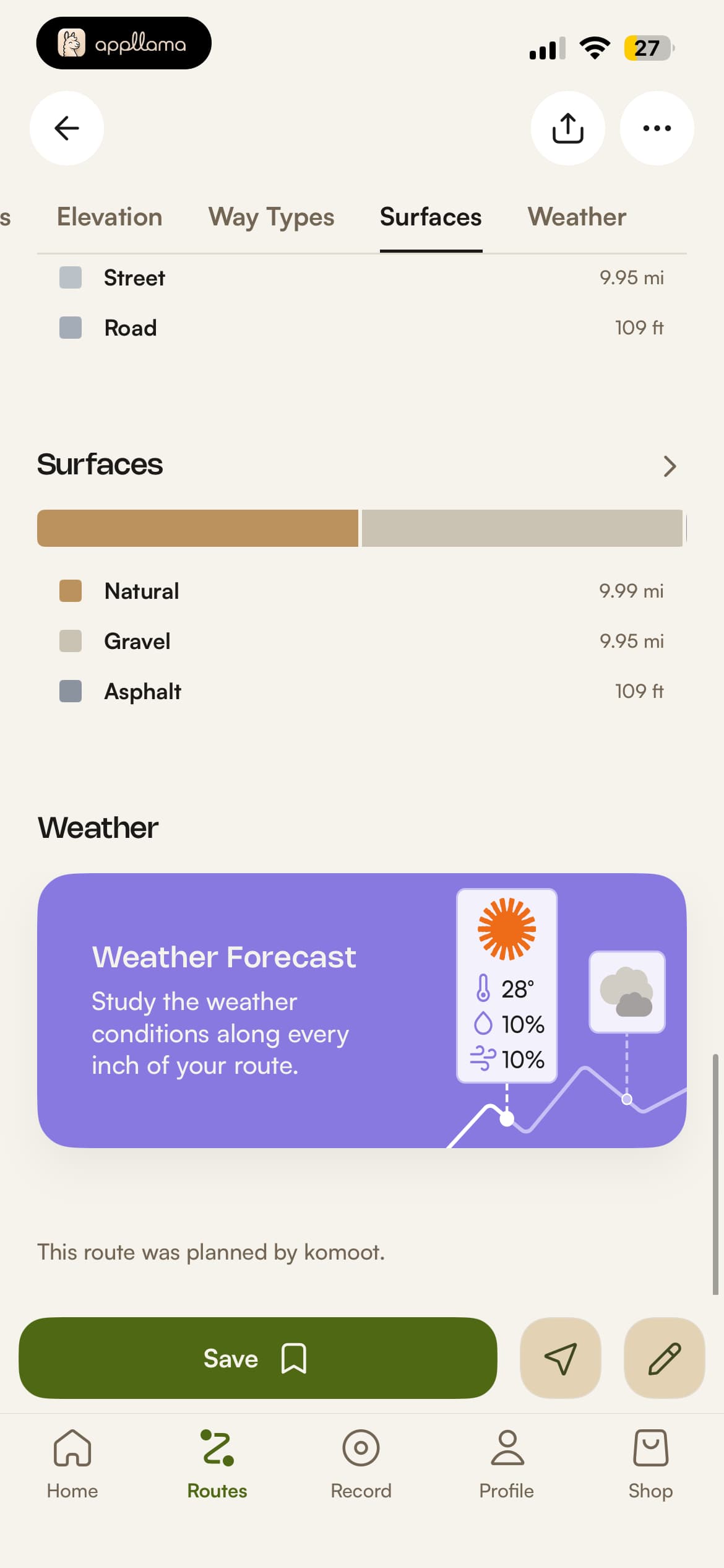 Trail Surface Tab