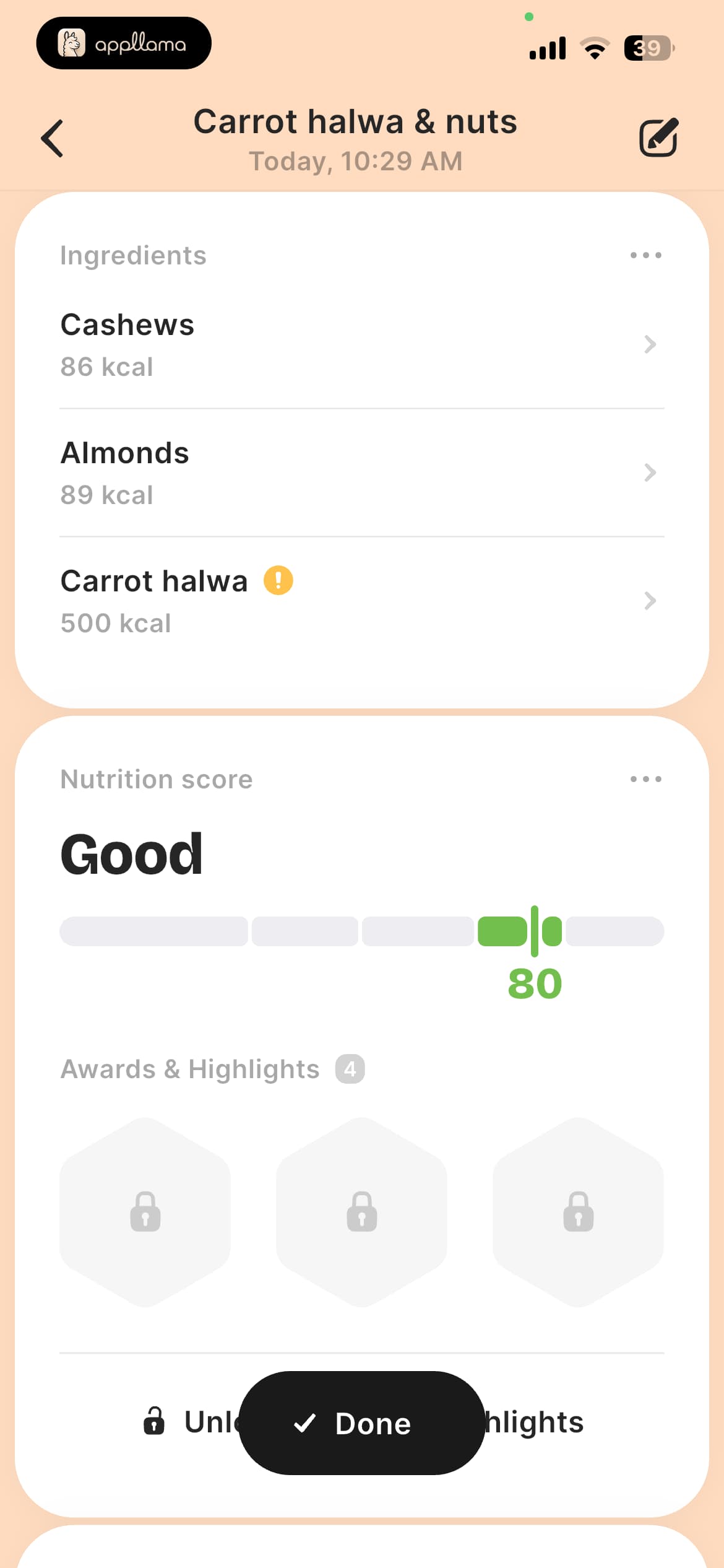 Meal rating details