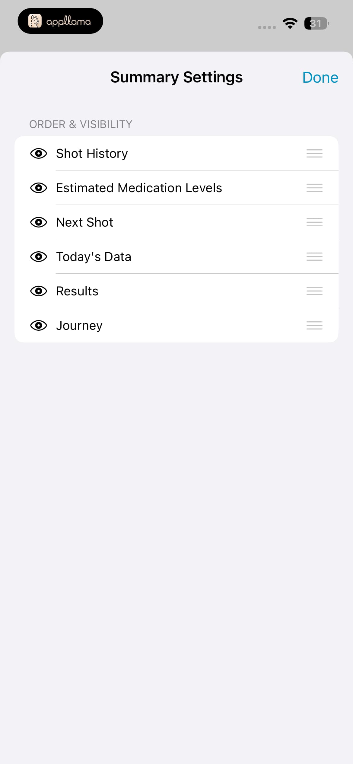 Summary Settings