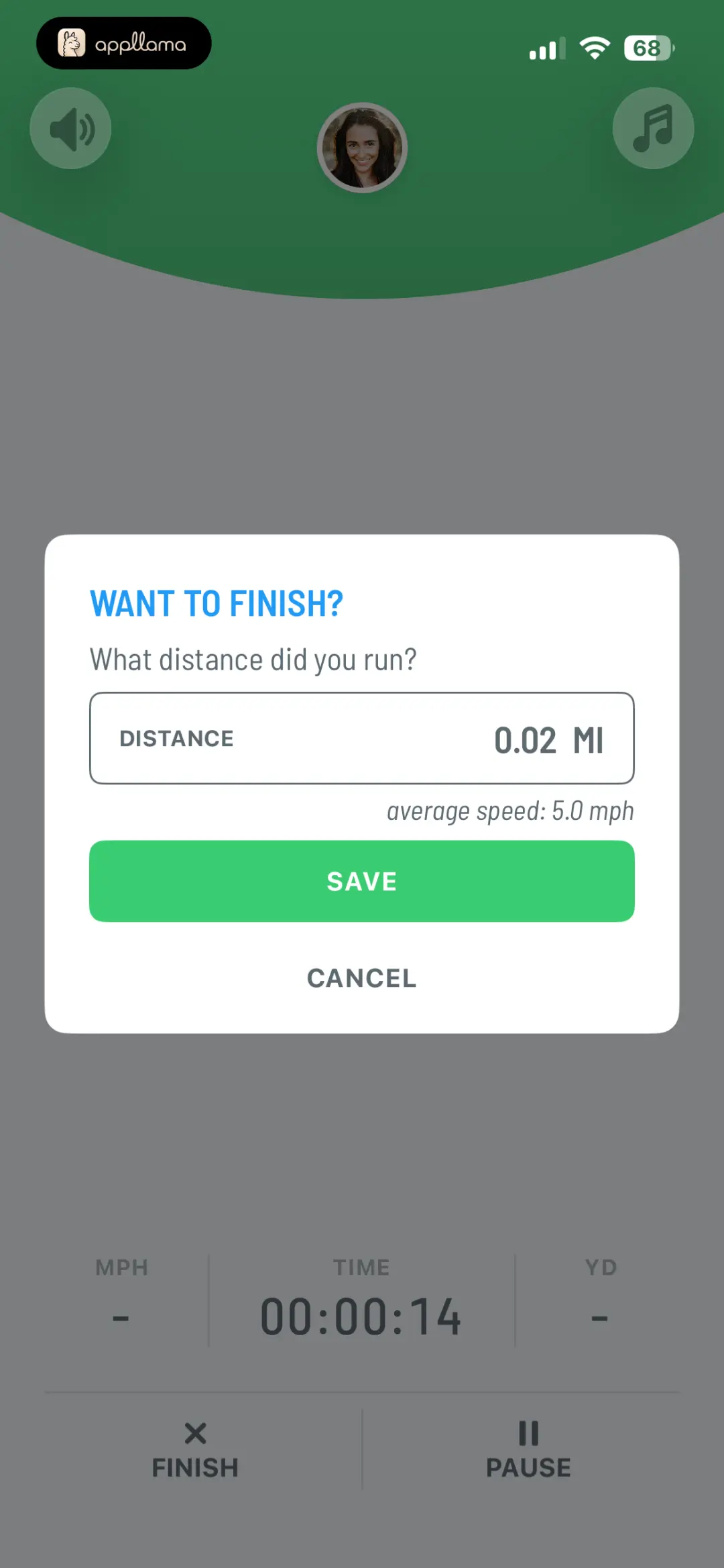 Finish Run Distance