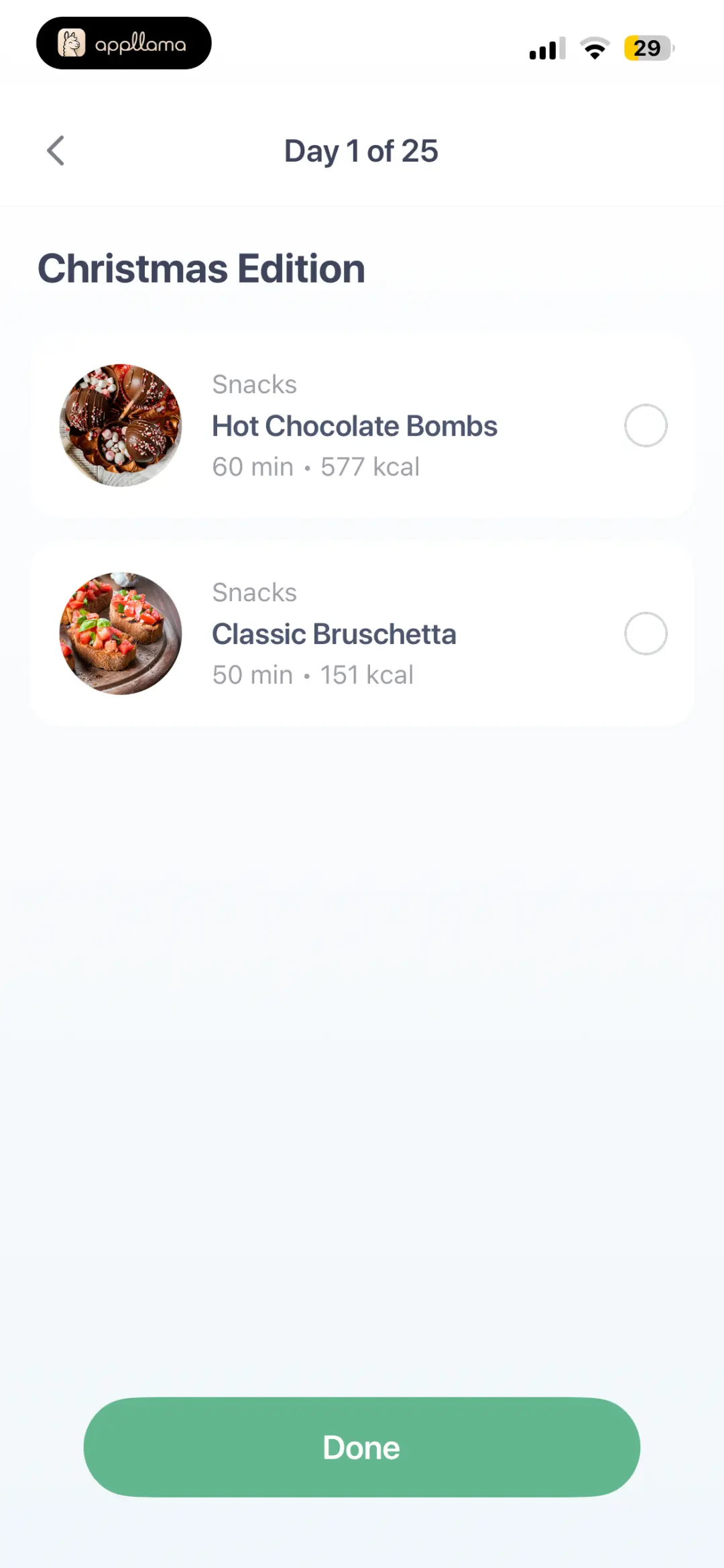 Daily Meal Selection