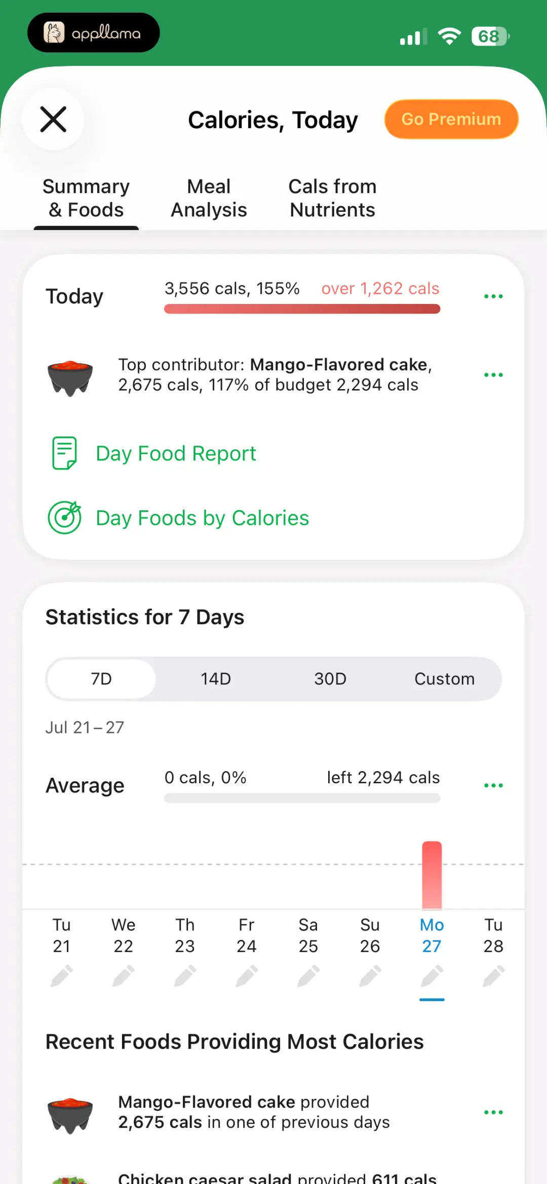 Calorie Diary Home