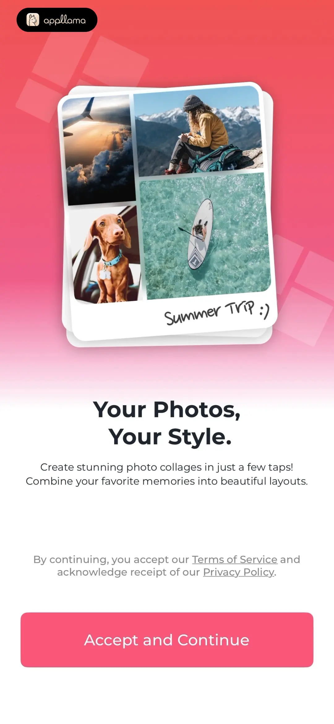 Photo Collage Maker PicJointer Onboarding Welcome