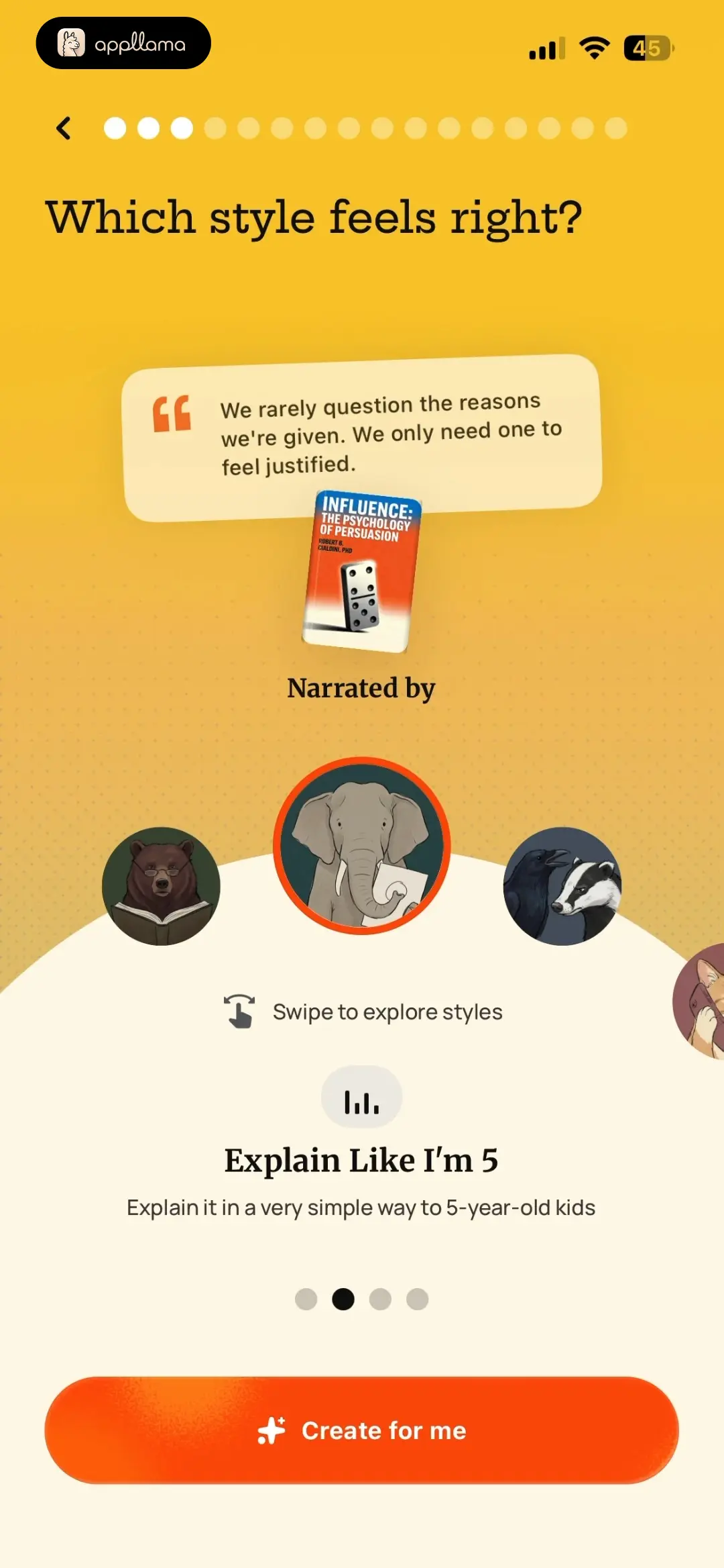 Narration Style Selection