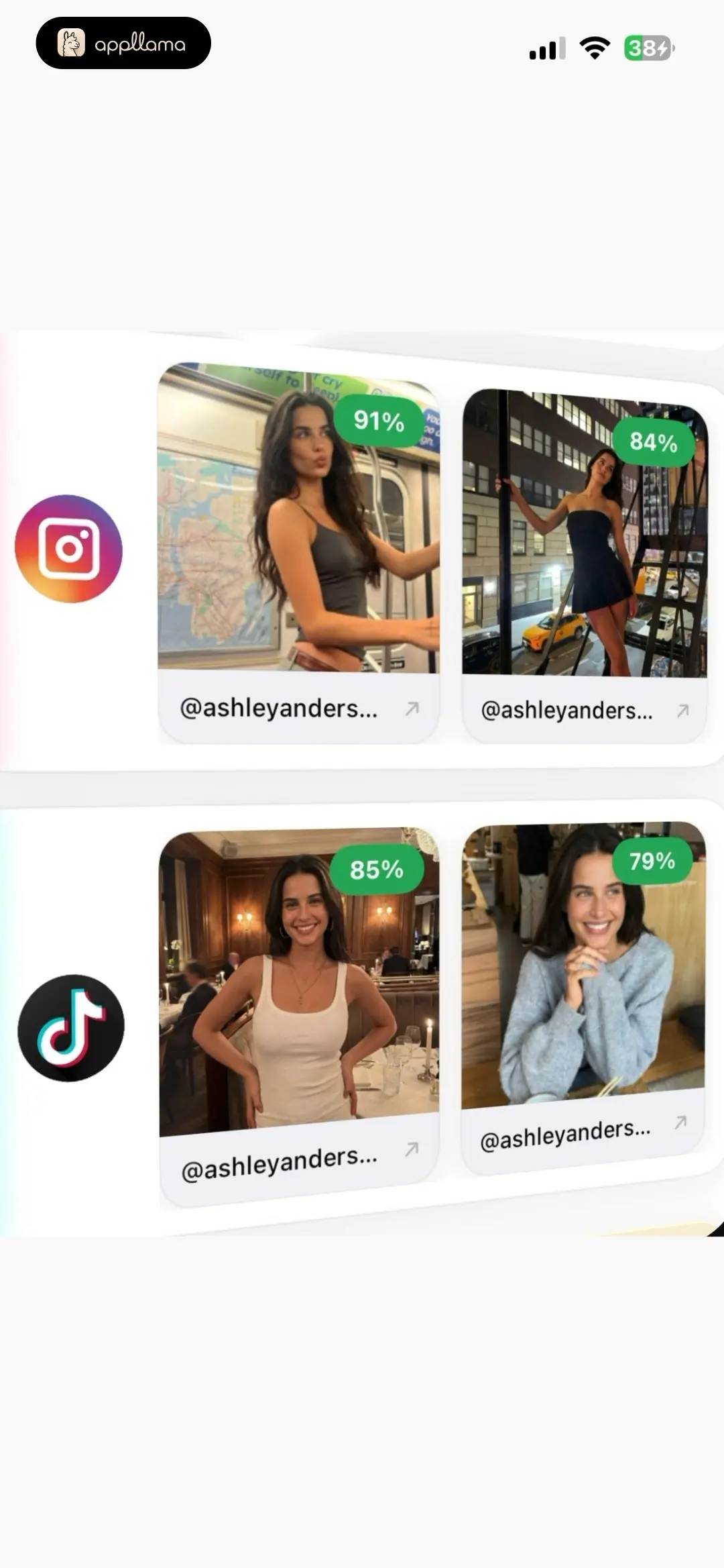 Social Matches Grid