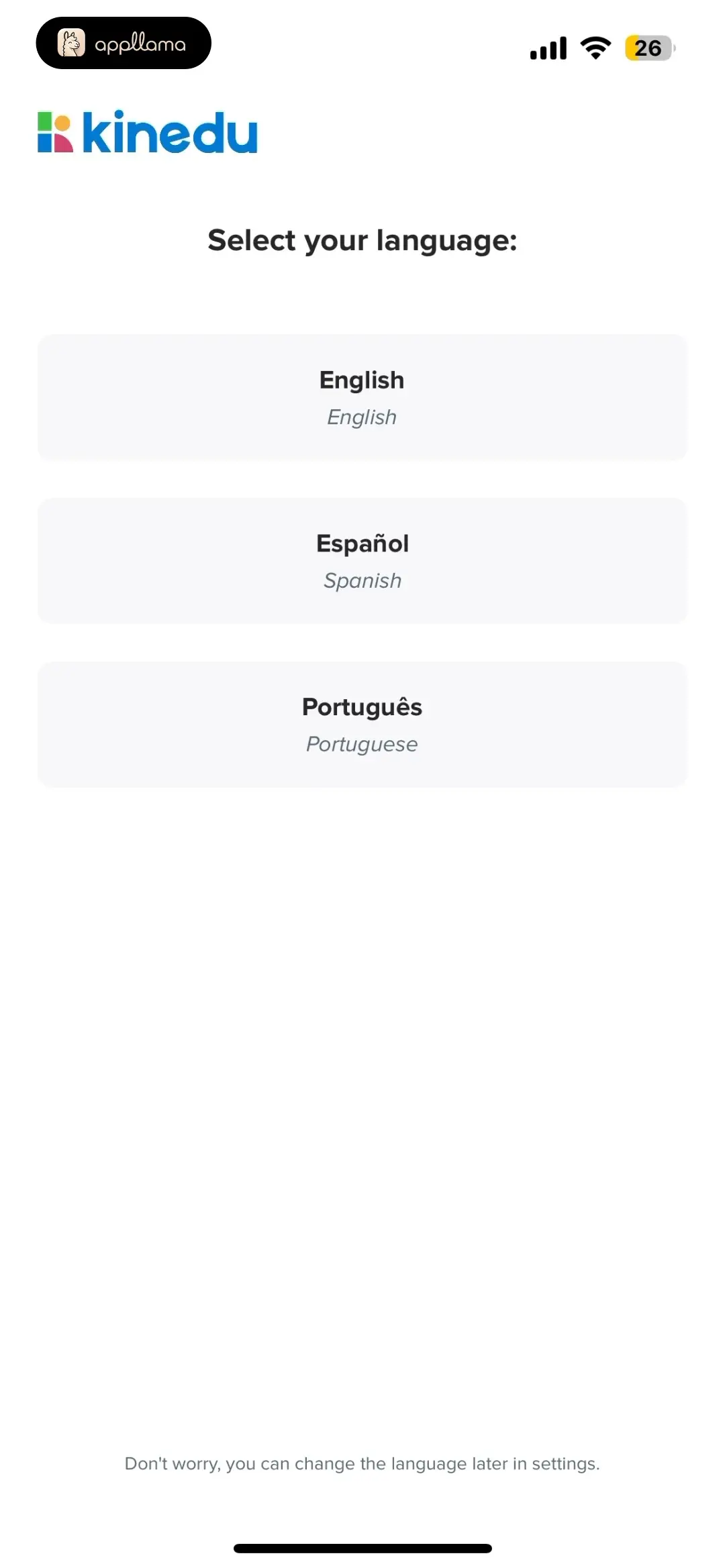 Kinedu: Baby Development Language Selection