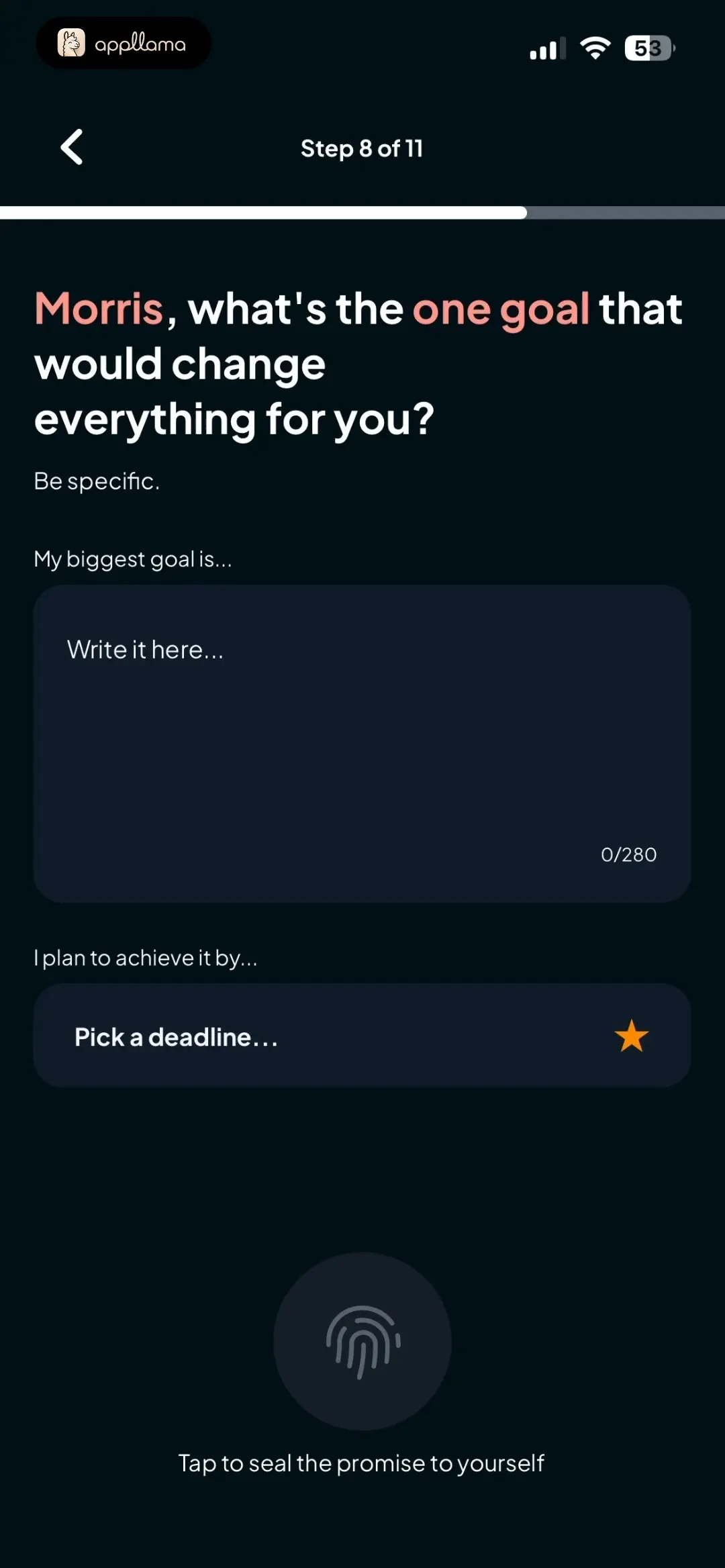 Goal and Deadline Entry