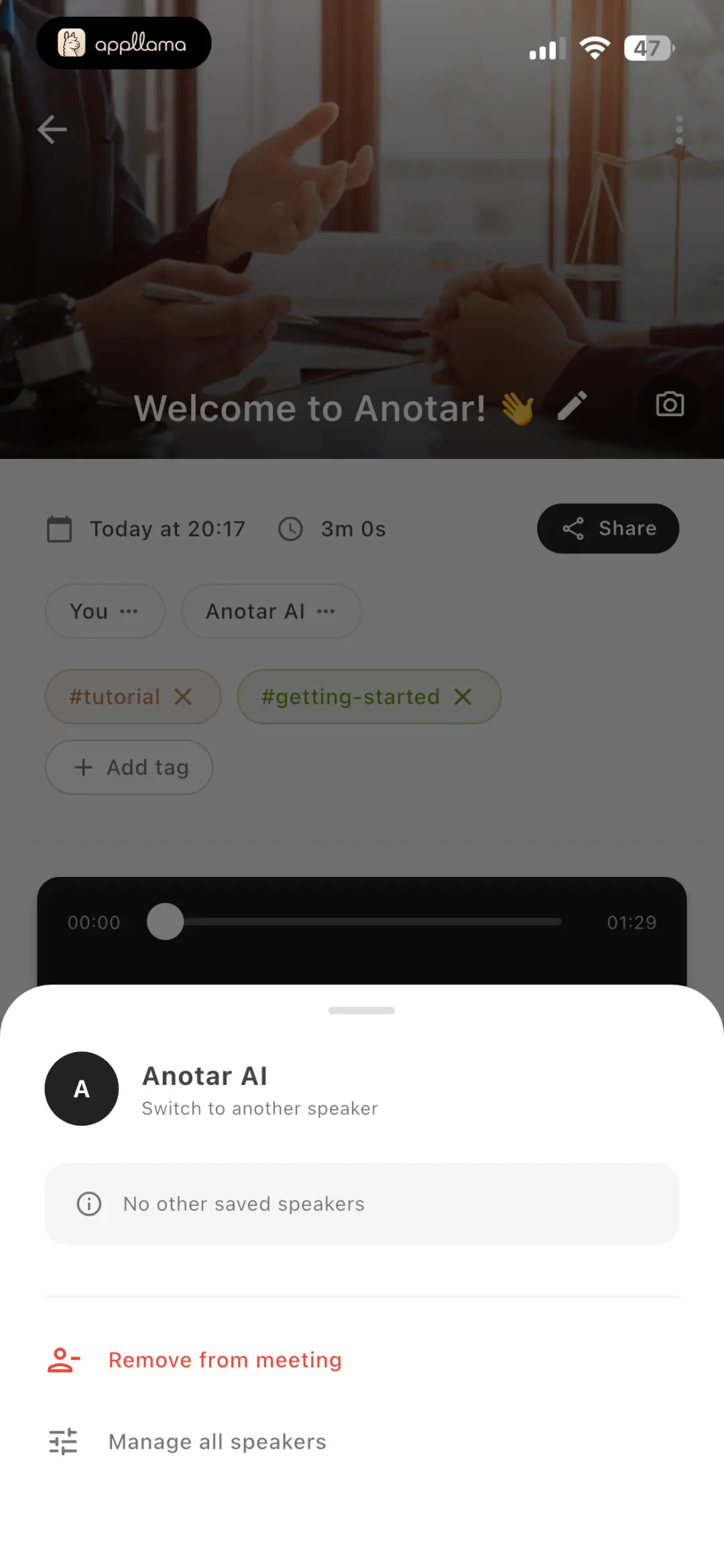 AI Speaker Actions Sheet