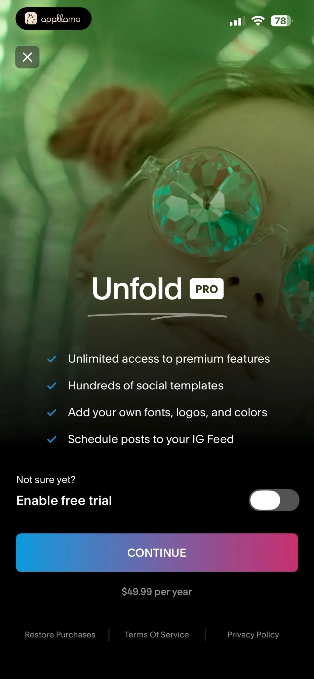 Unfold: Reels & Story Maker Subscription Paywall