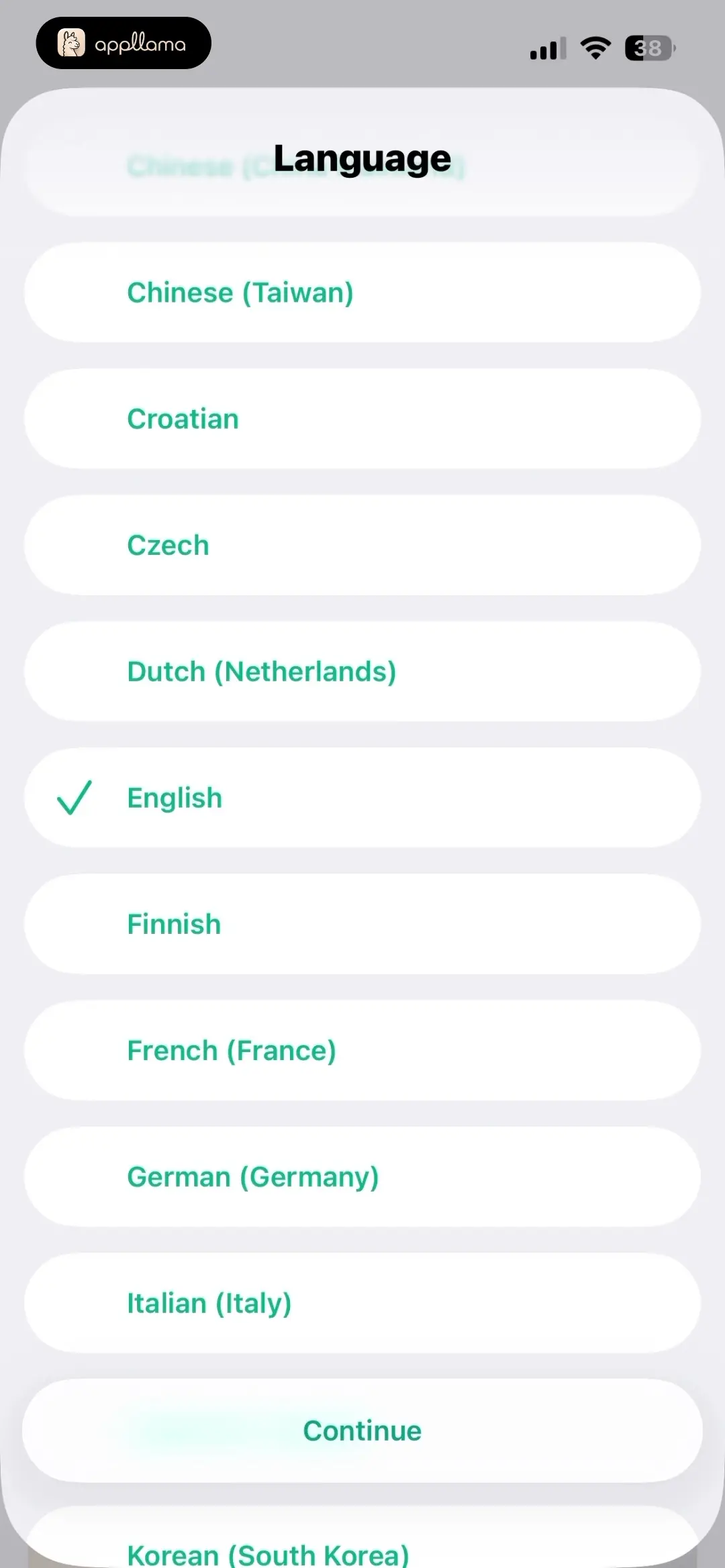 Language Selection