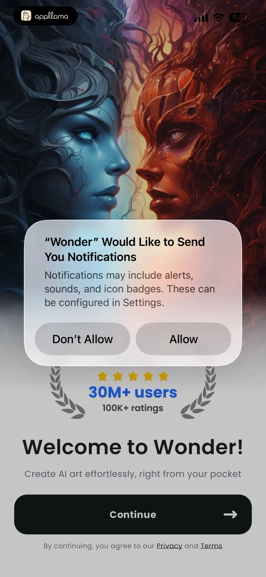 Wonder - AI Art Generator Notification Permission