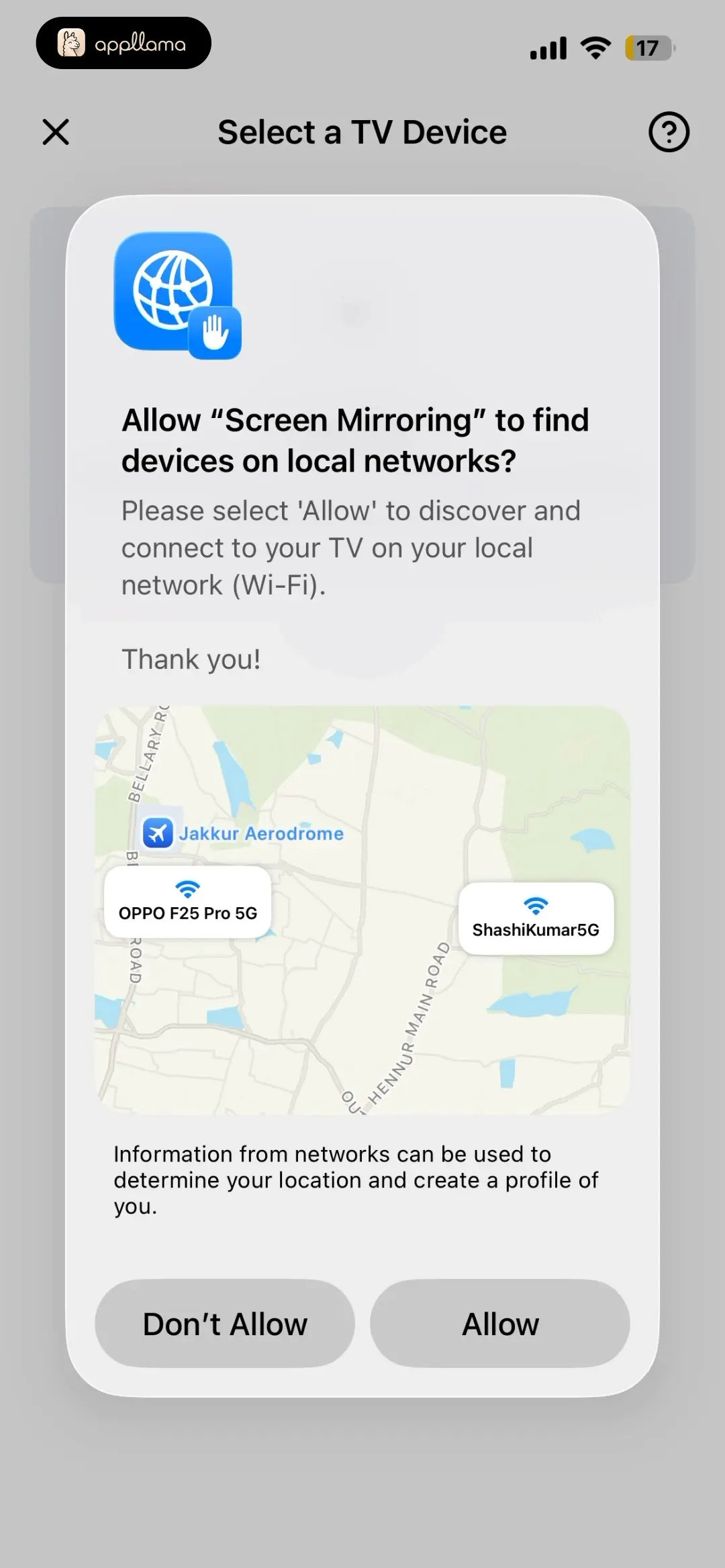 Screen Mirroring - TV Cast Air Local Network Permission