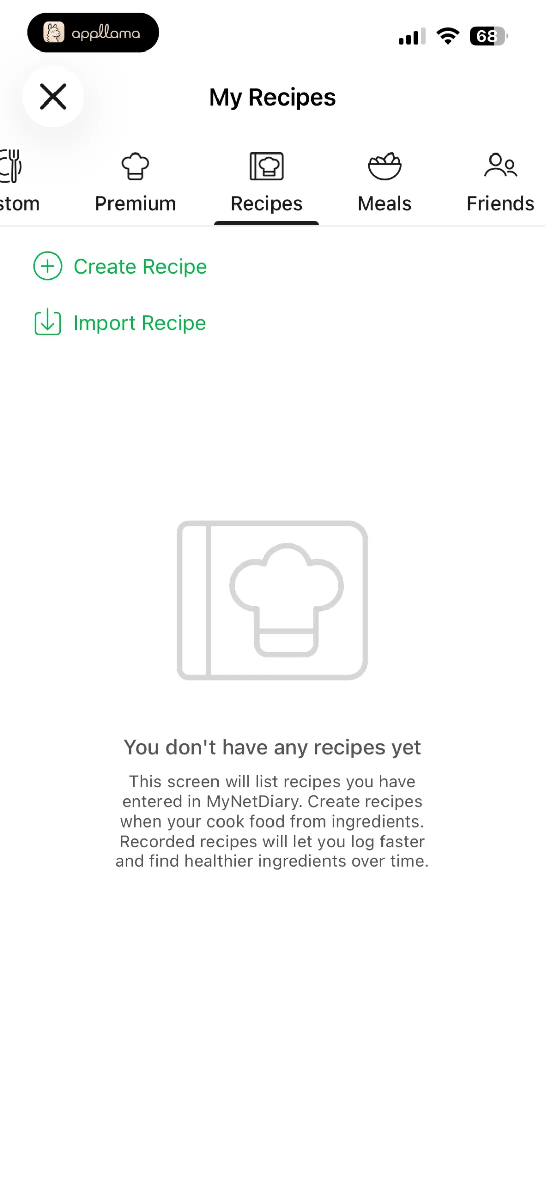 Recipe Empty State