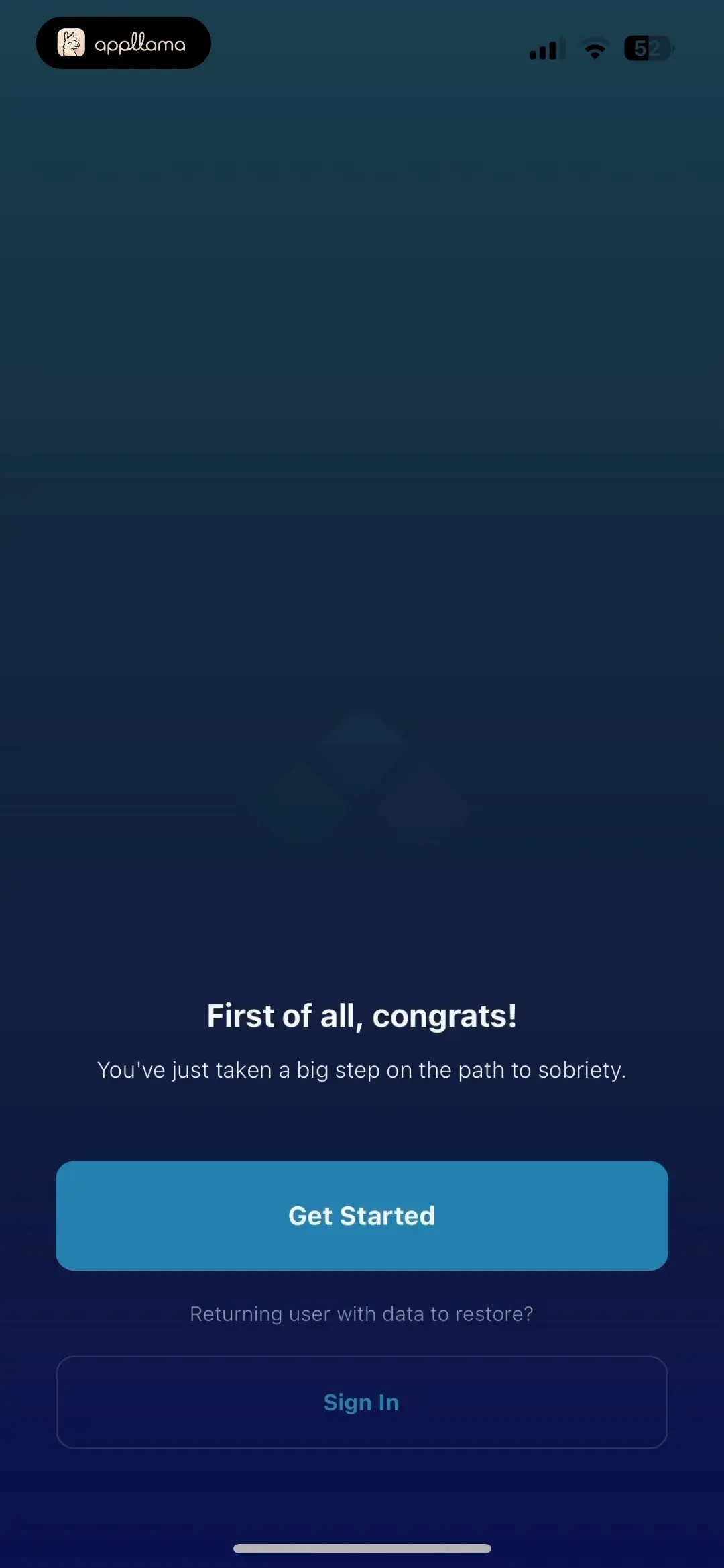 I Am Sober Onboarding Welcome