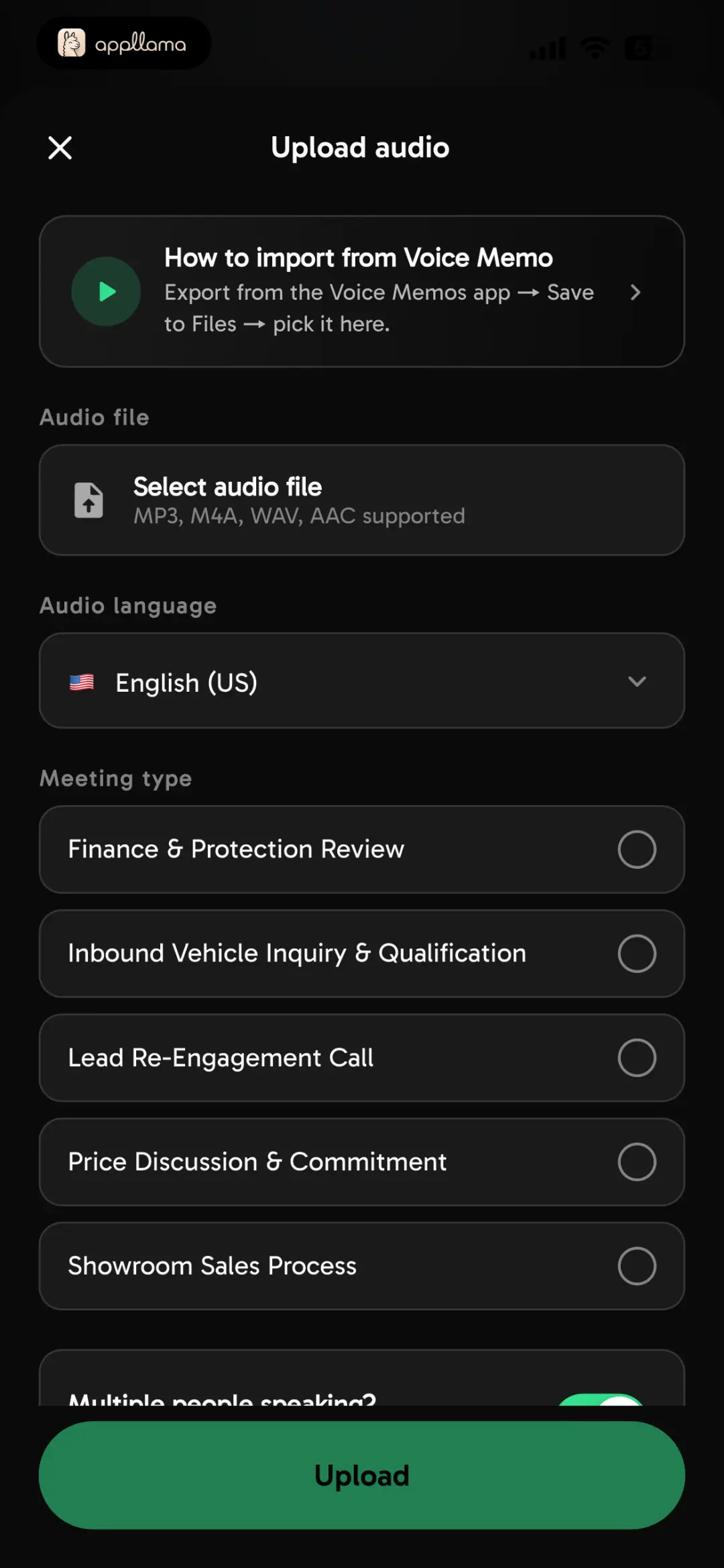 Upload Audio