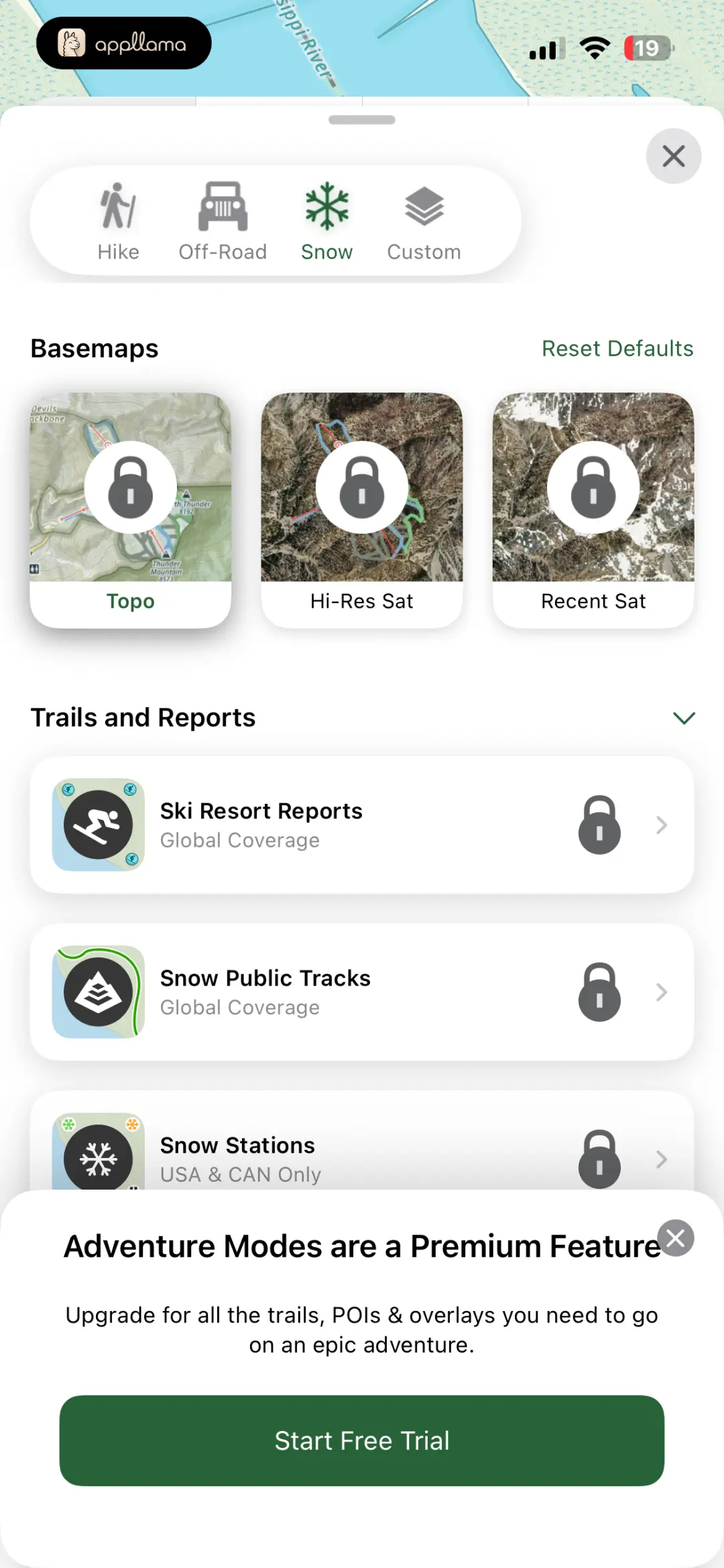 Snow Map Layers