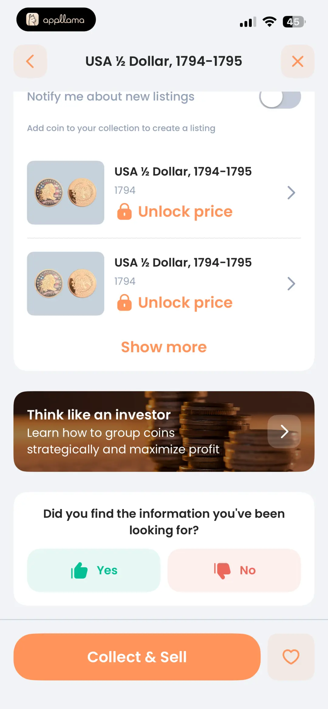 Coin Result Listings