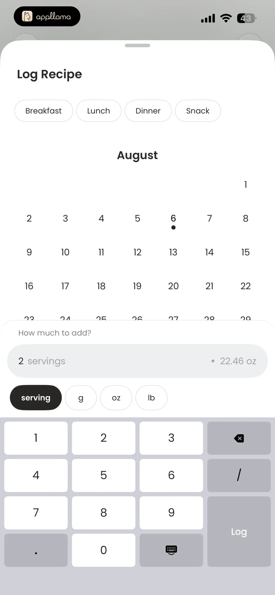 Log Recipe Date