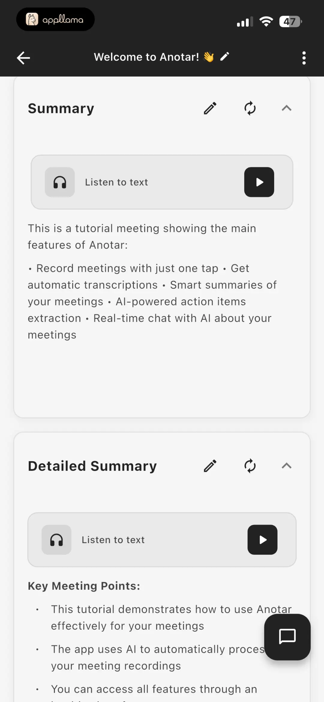 Meeting Summary