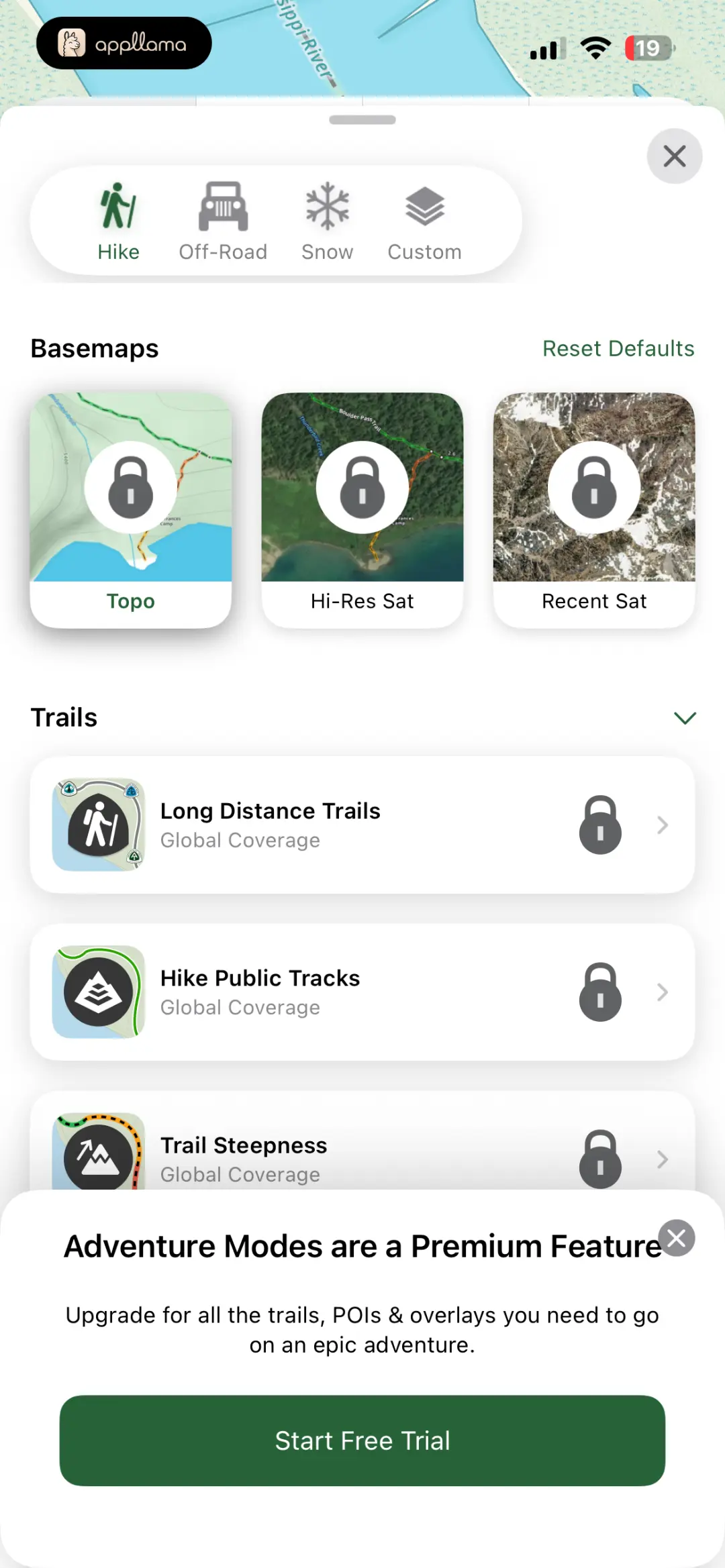 Hiking Map Layers