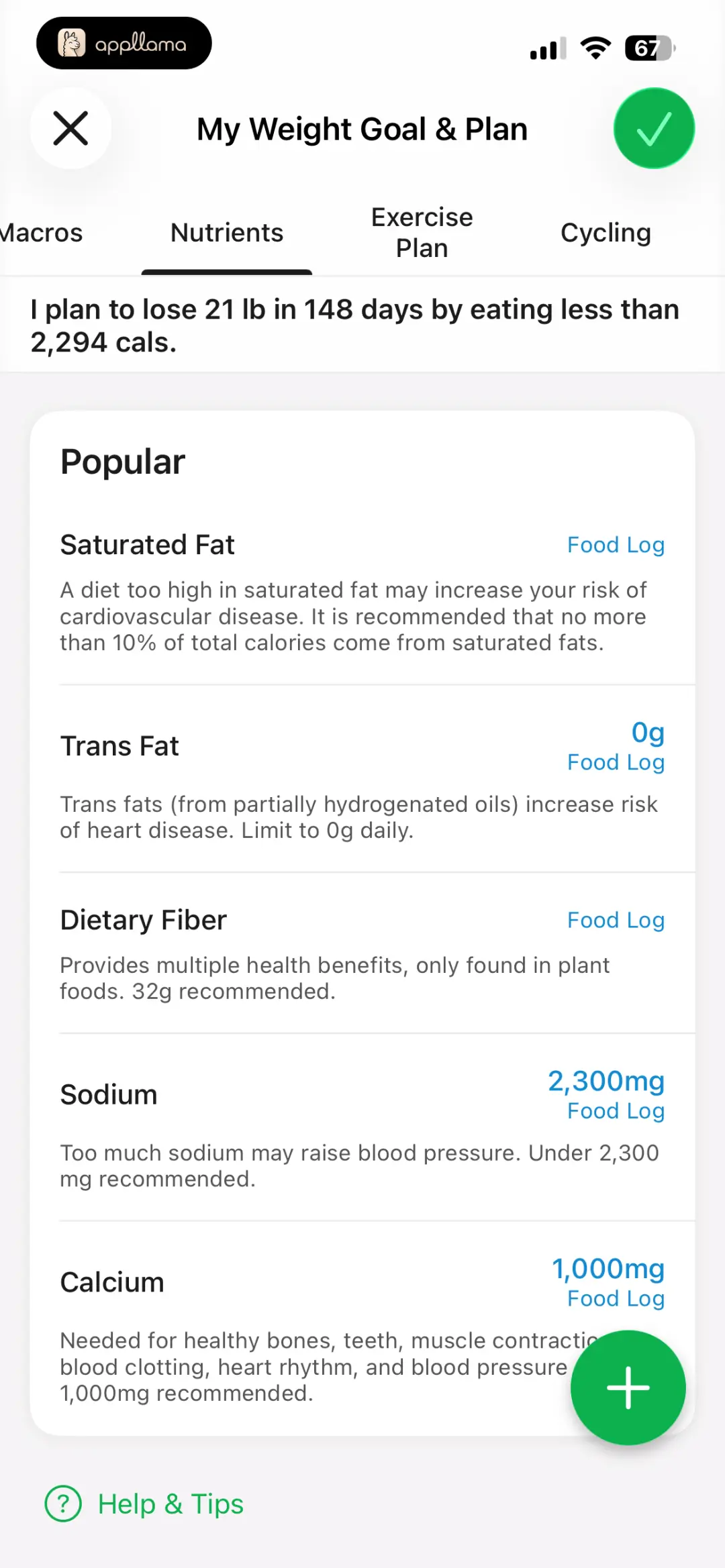 Nutrient Goals