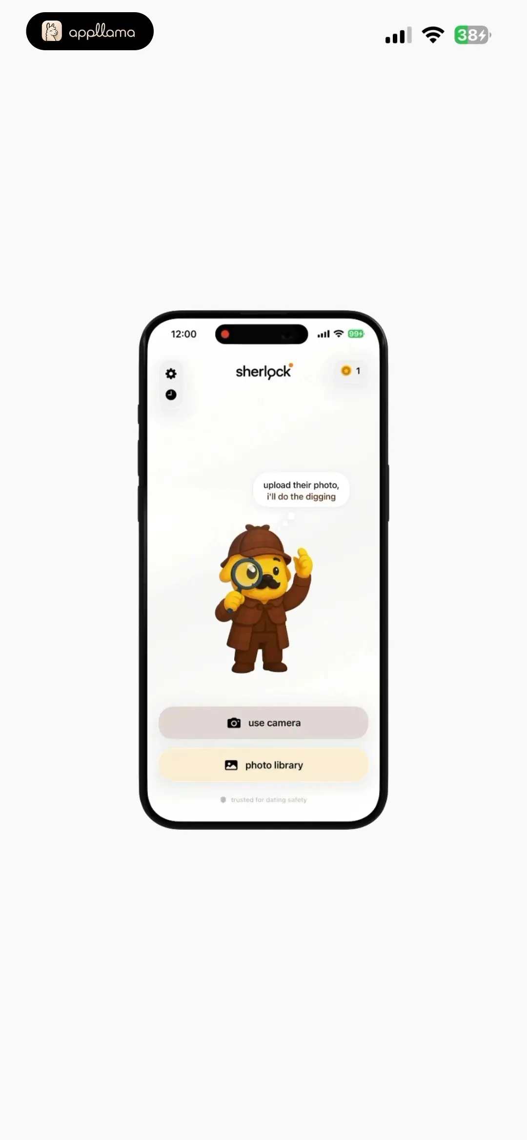 Sherlock: AI Face Search Mascot Intro Mockup