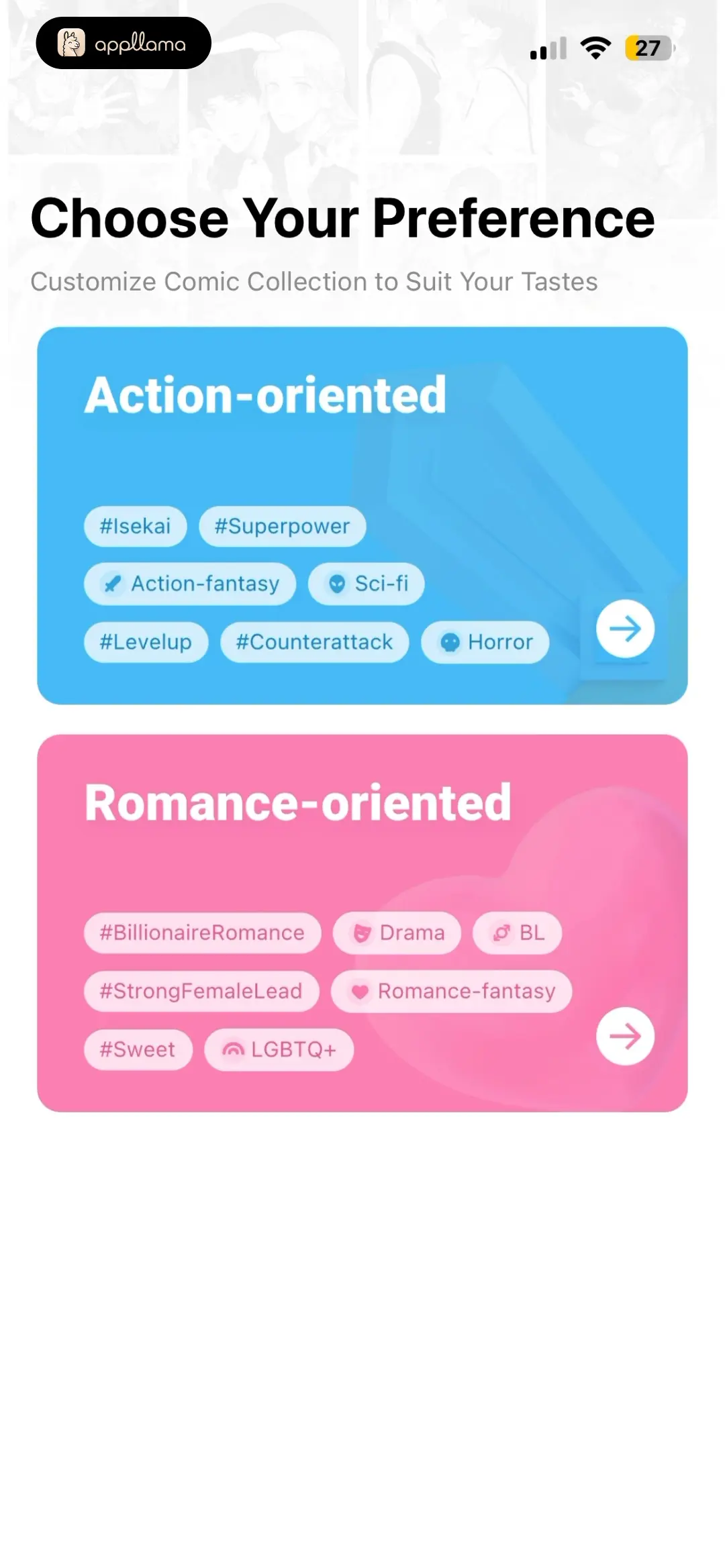 WebComics - Webtoon, Manga Preference Selection