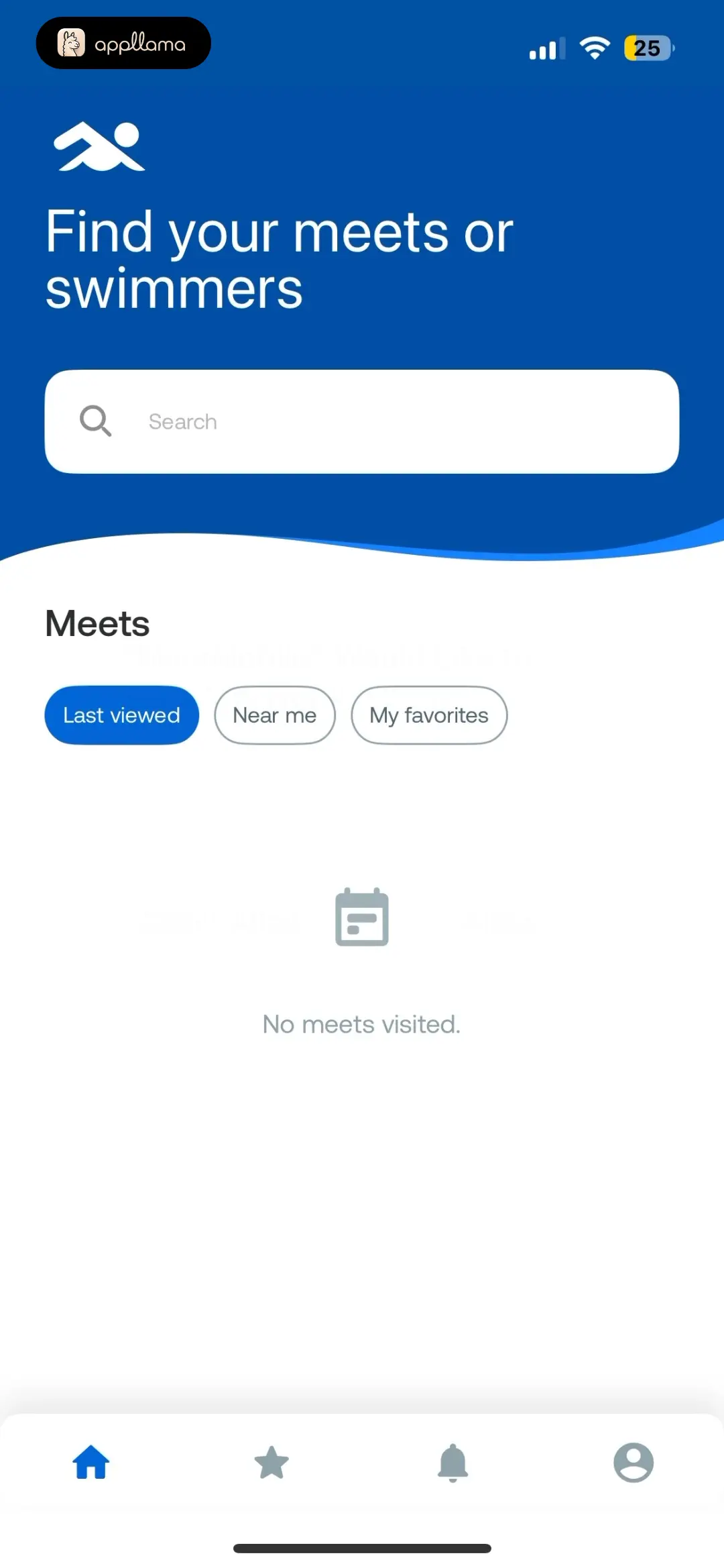 Meet Mobile: Swim home screen