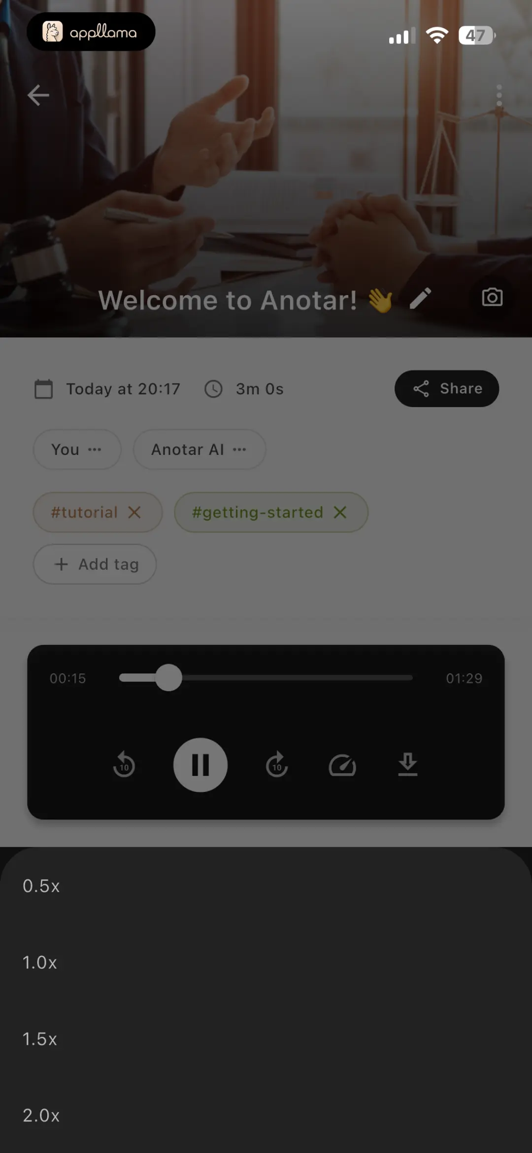 Playback Speed Menu
