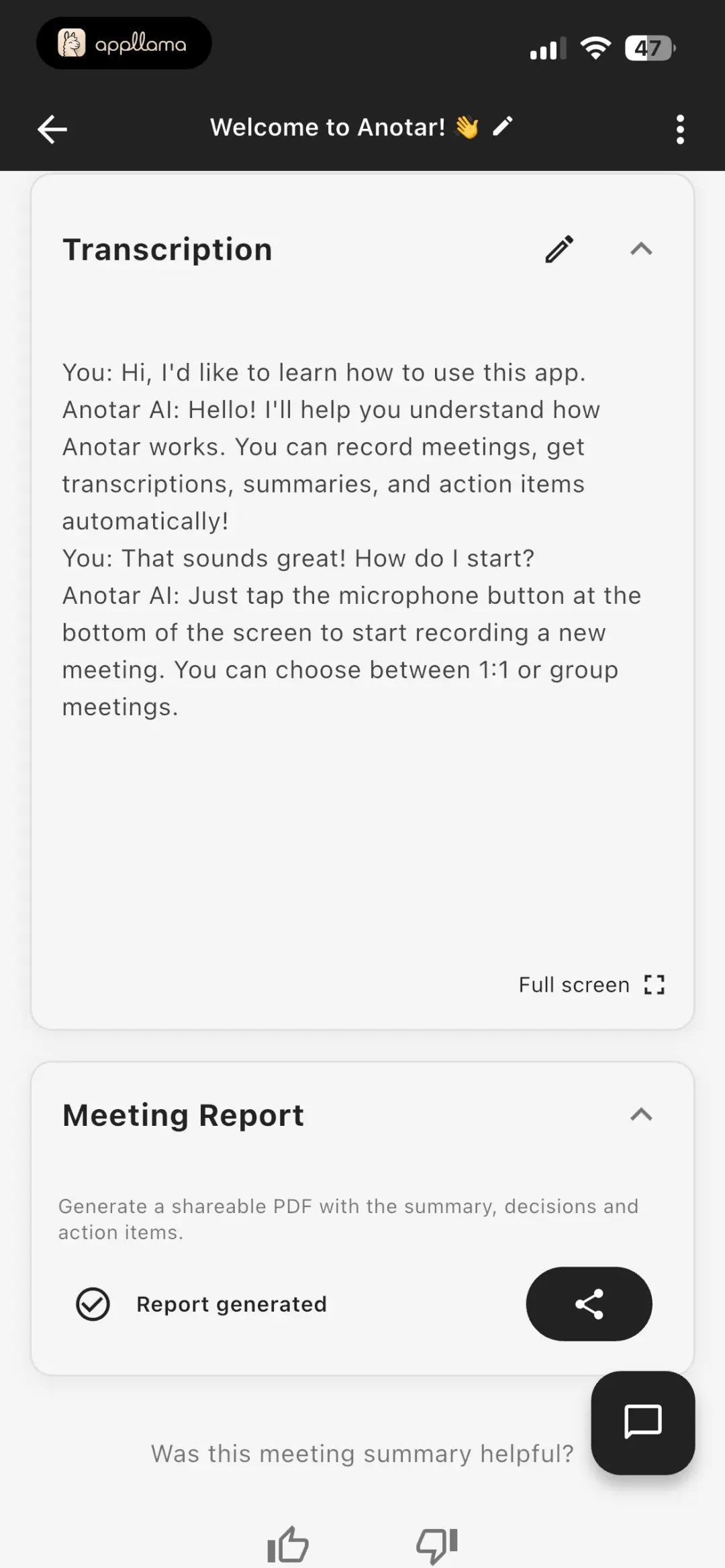 Transcription & Report