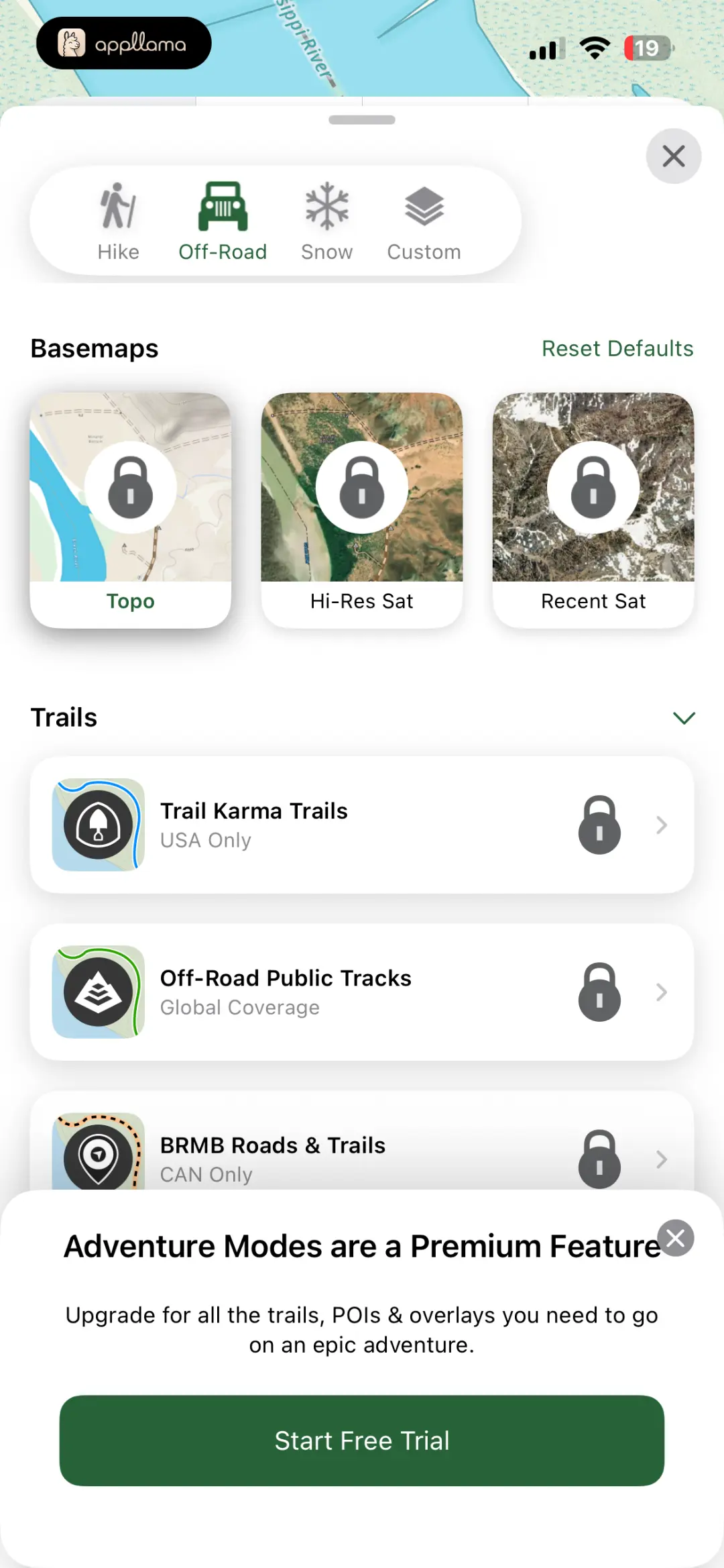 Off-Road Map Layers