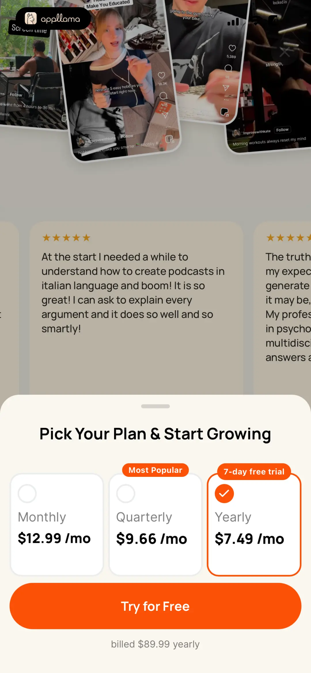Plan Selection Paywall