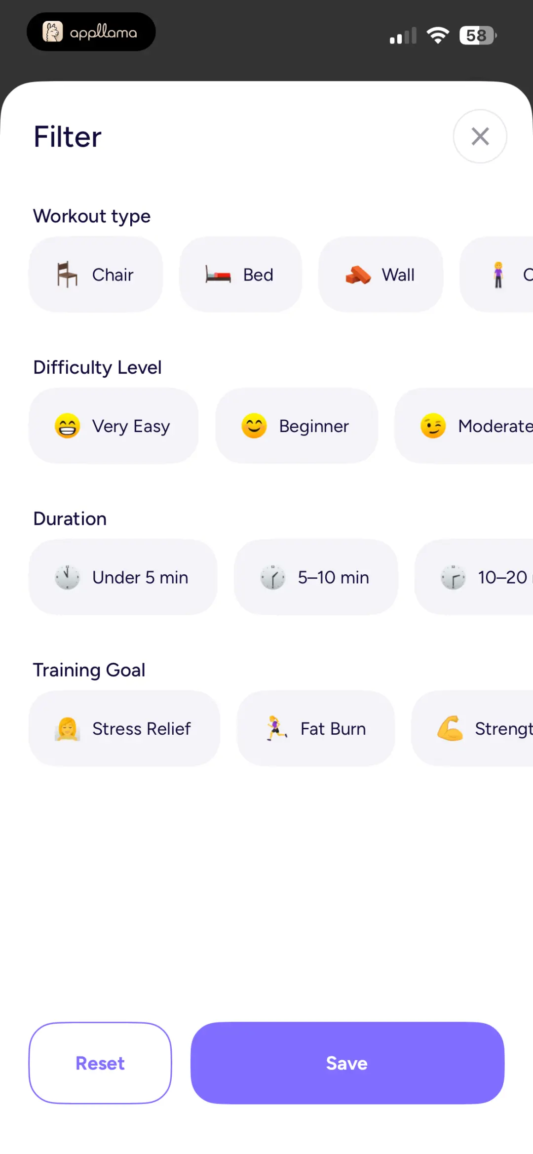Workout Filters