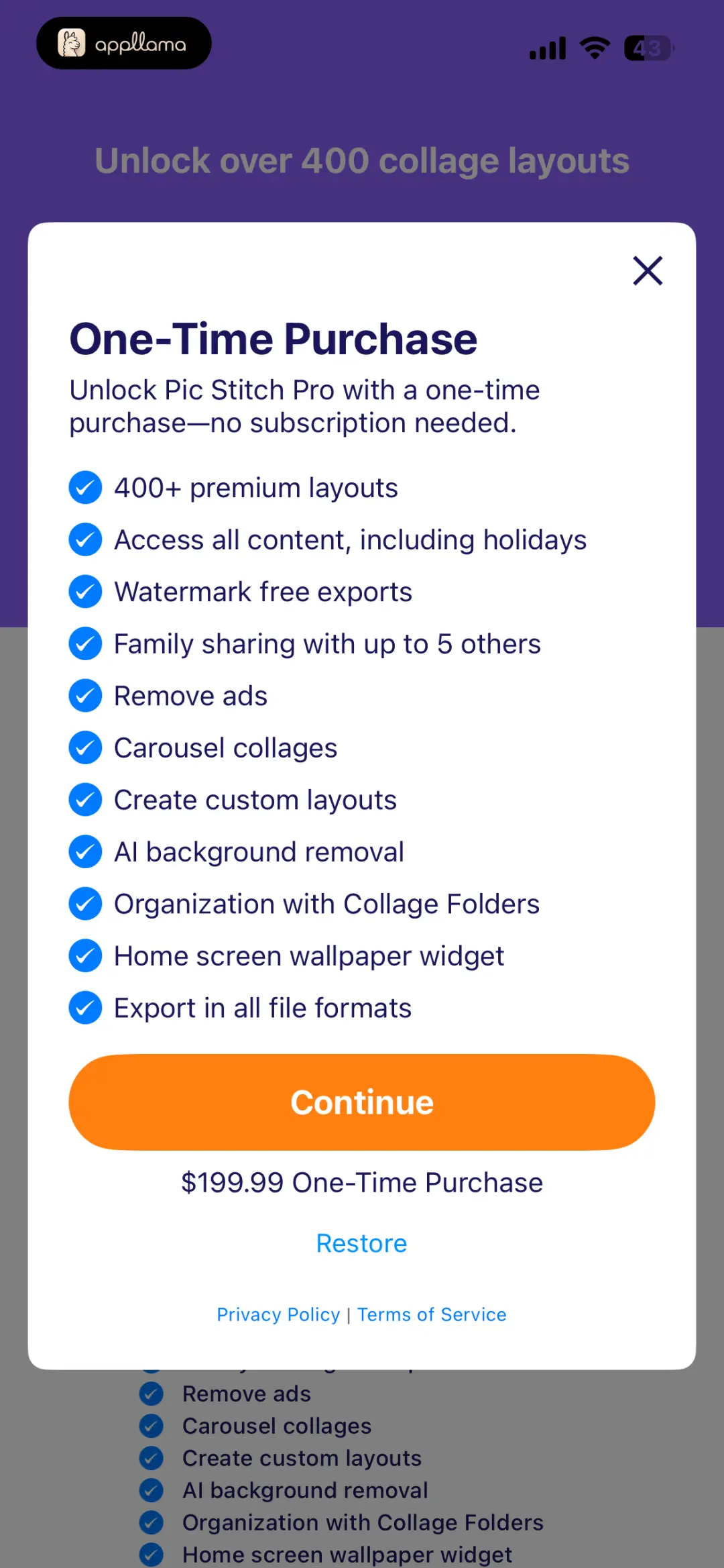 One-Time Purchase Modal