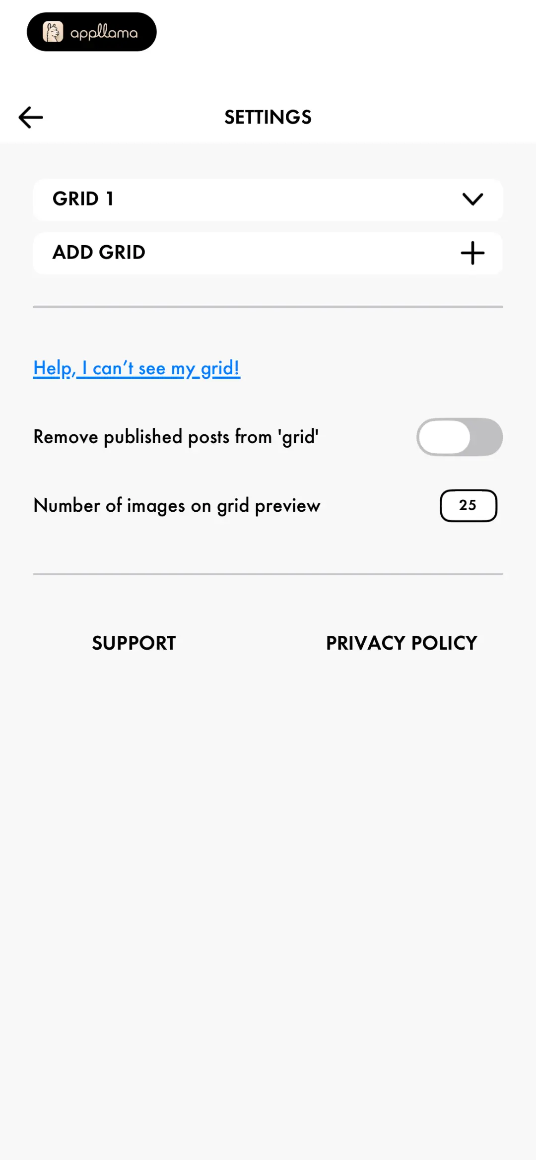 Grid Settings