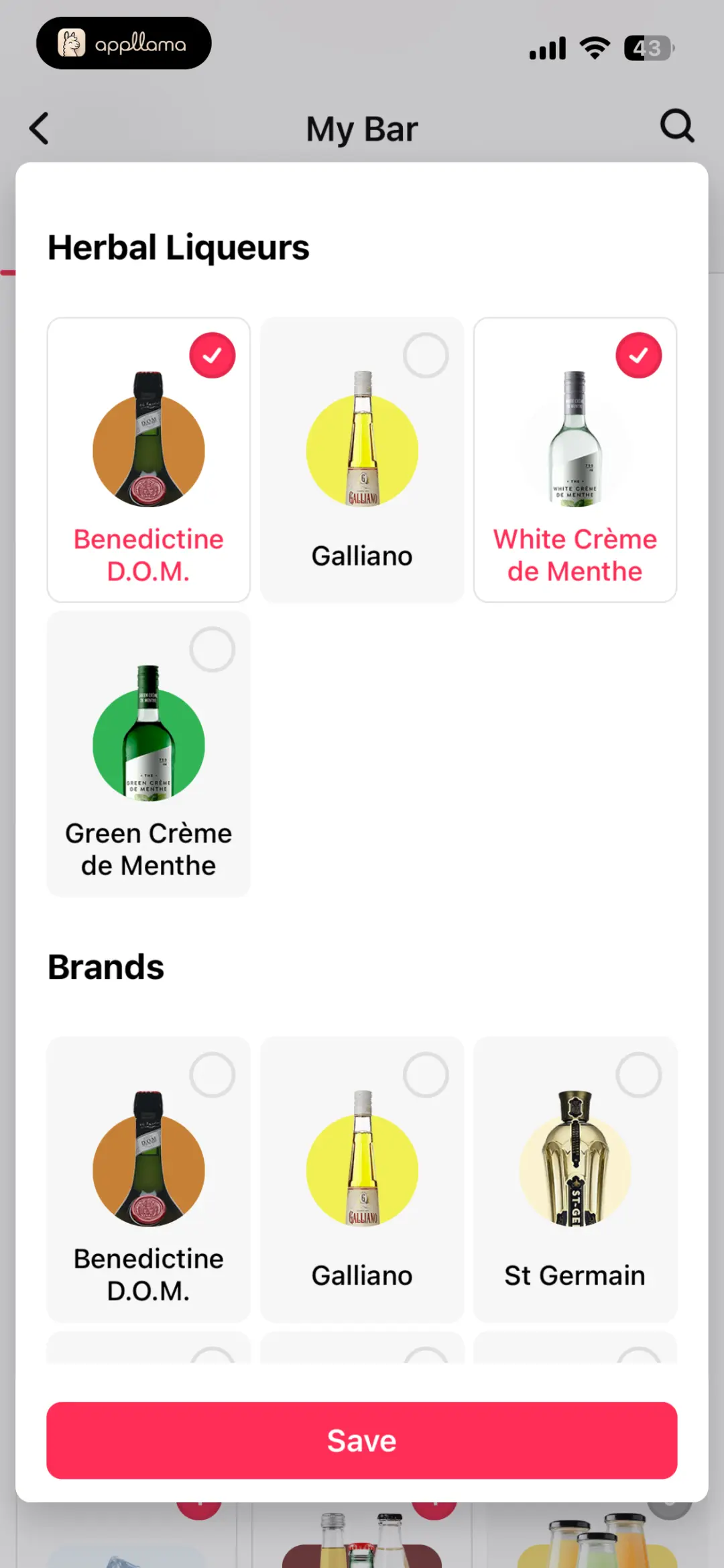 Brand Selection Sheet