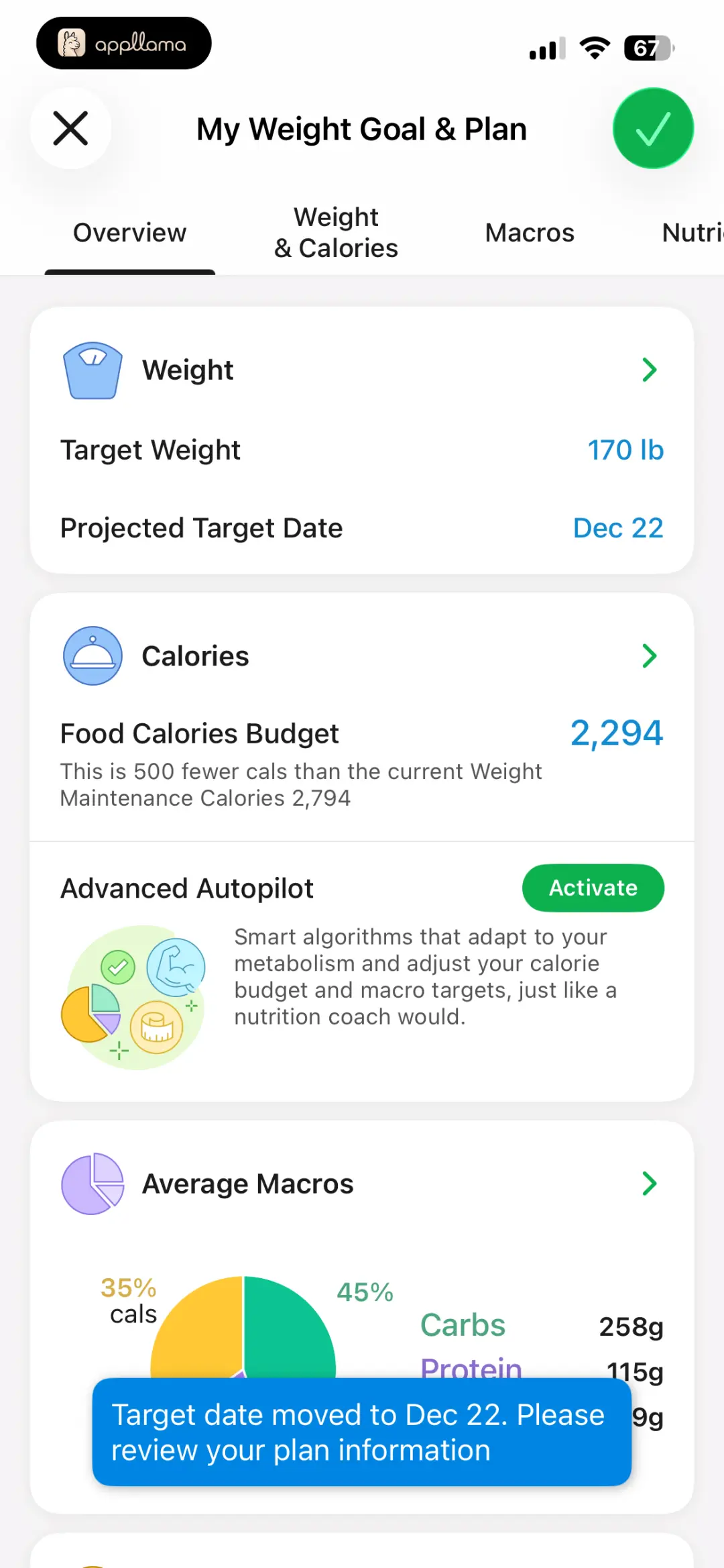 Diet Plan Dashboard