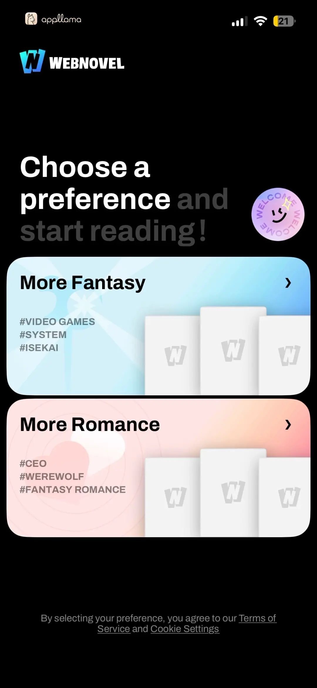 WebNovel - Read Novels & Manga Genre Preference
