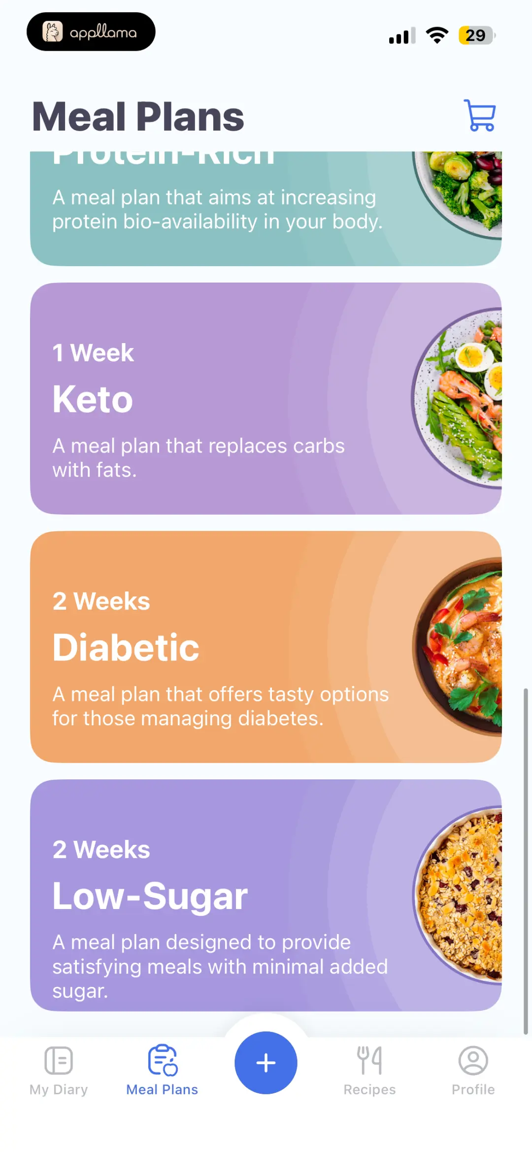 Meal Plans Catalog Scroll