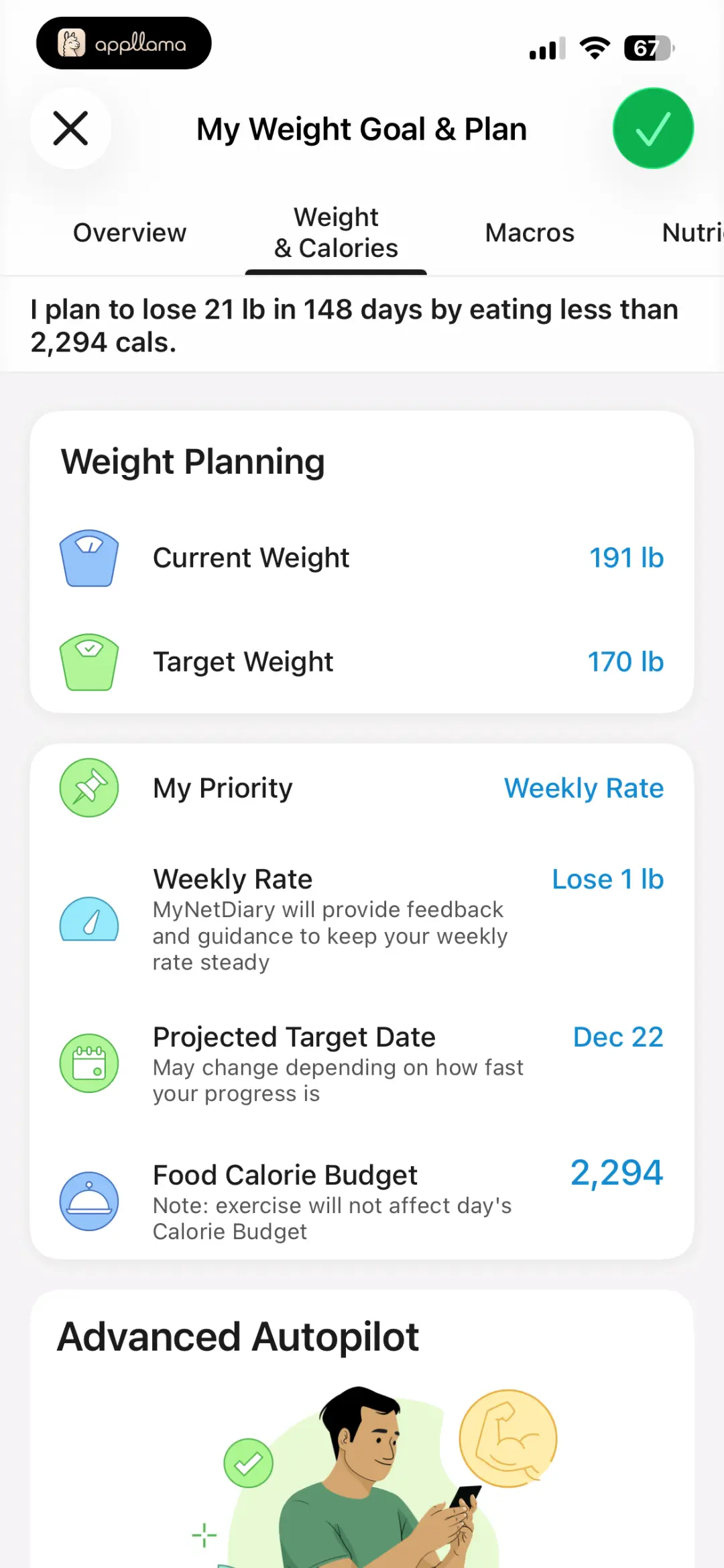 Weight Goal Plan