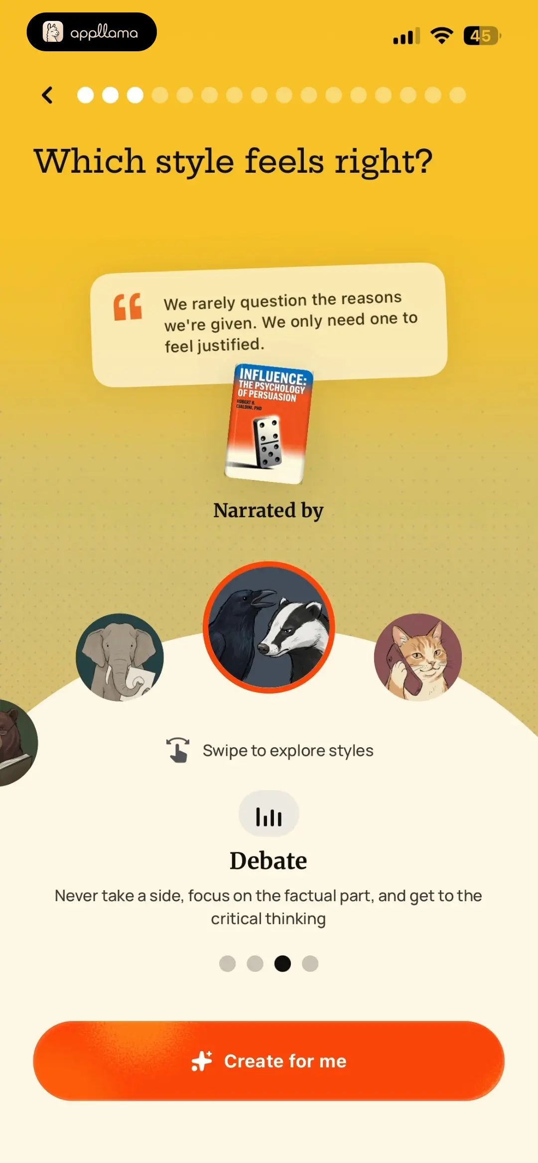 Narration Style Selection