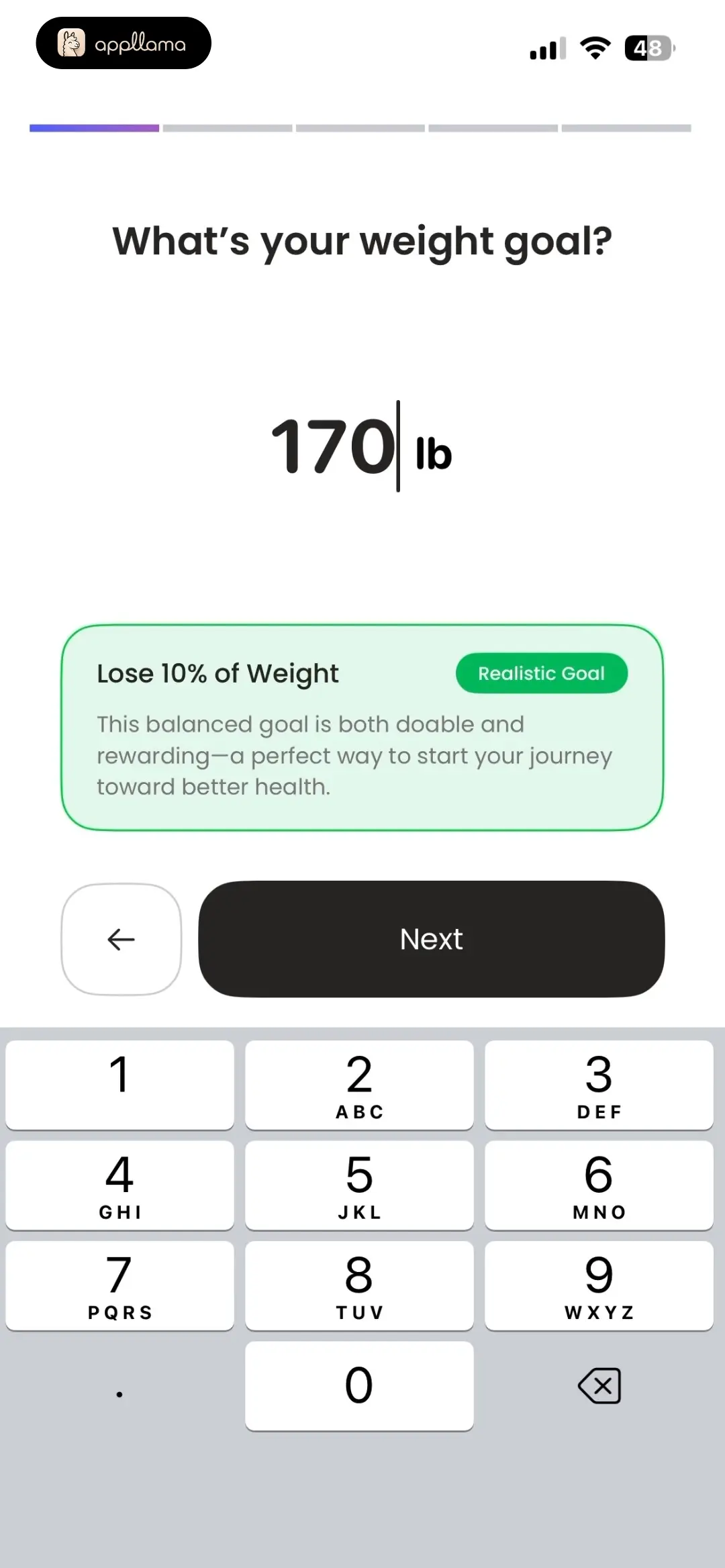 Weight Goal Entry