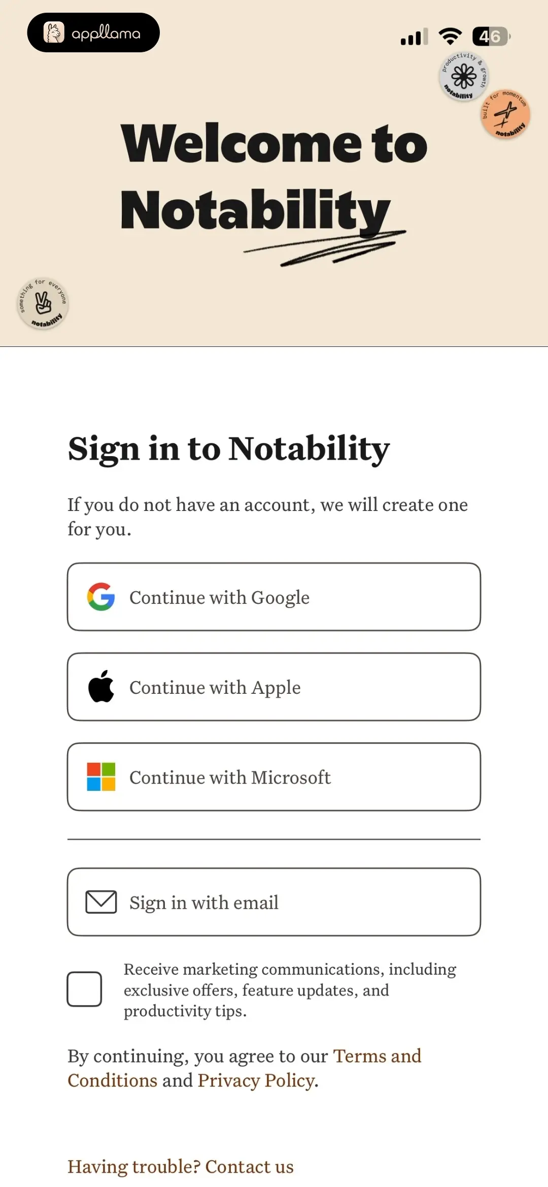 Notability: AI Notes & PDF app Sign In