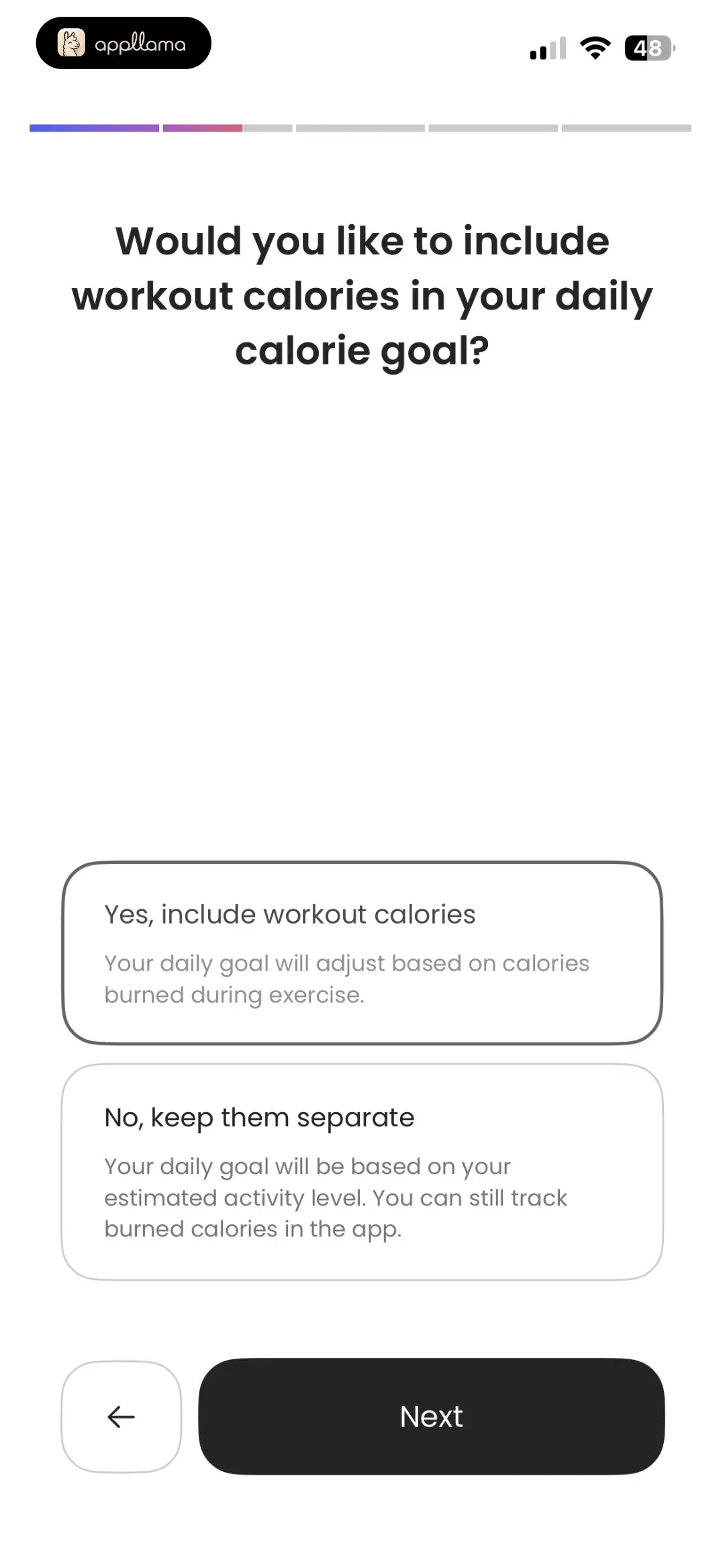 Workout Calorie Setup