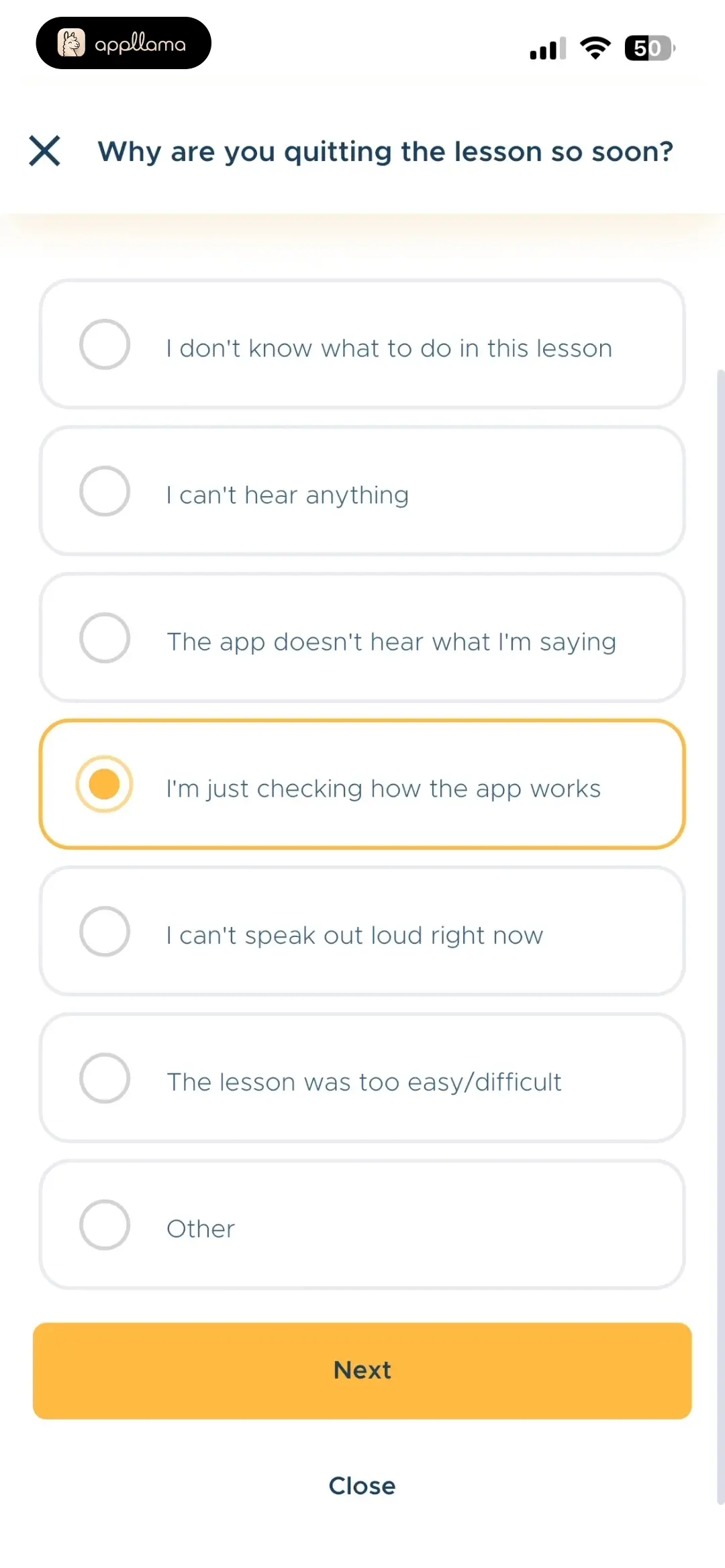 Exit Reason Survey