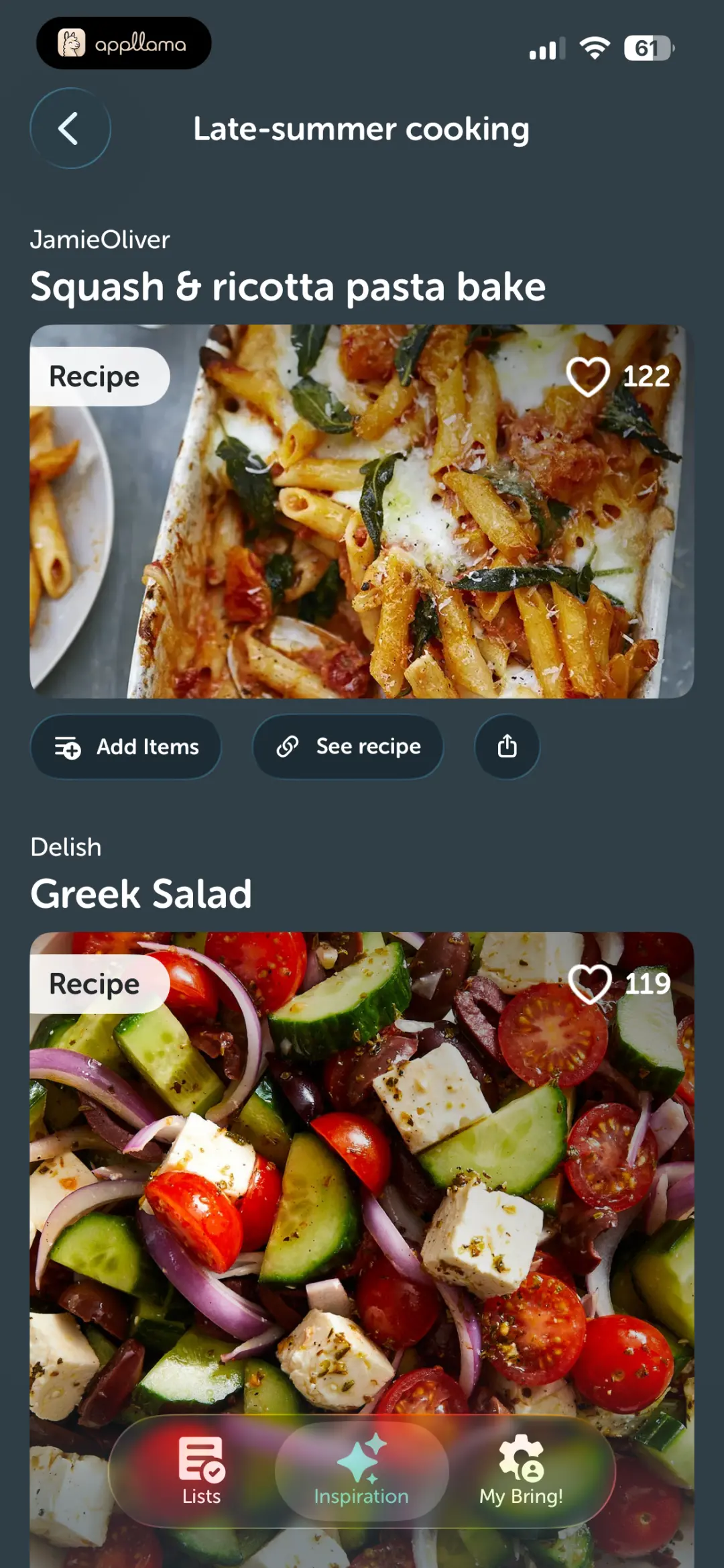 Seasonal Recipe Feed